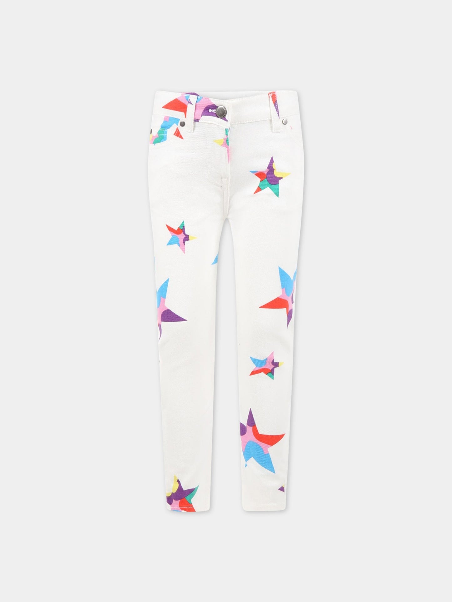 Jeans bianchi per bambina con stelle colorate,Stella Mccartney Kids,TS6E40 Z0858 100MC