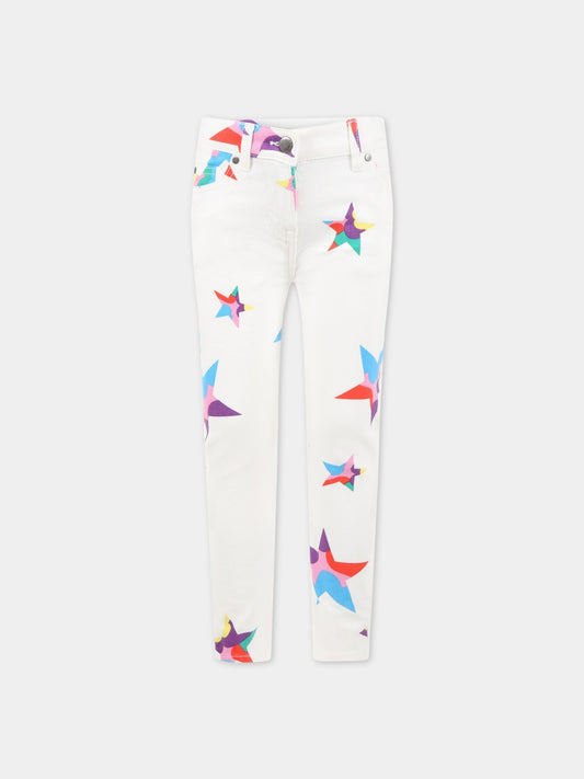 Jeans bianchi per bambina con stelle colorate,Stella Mccartney Kids,TS6E40 Z0858 100MC