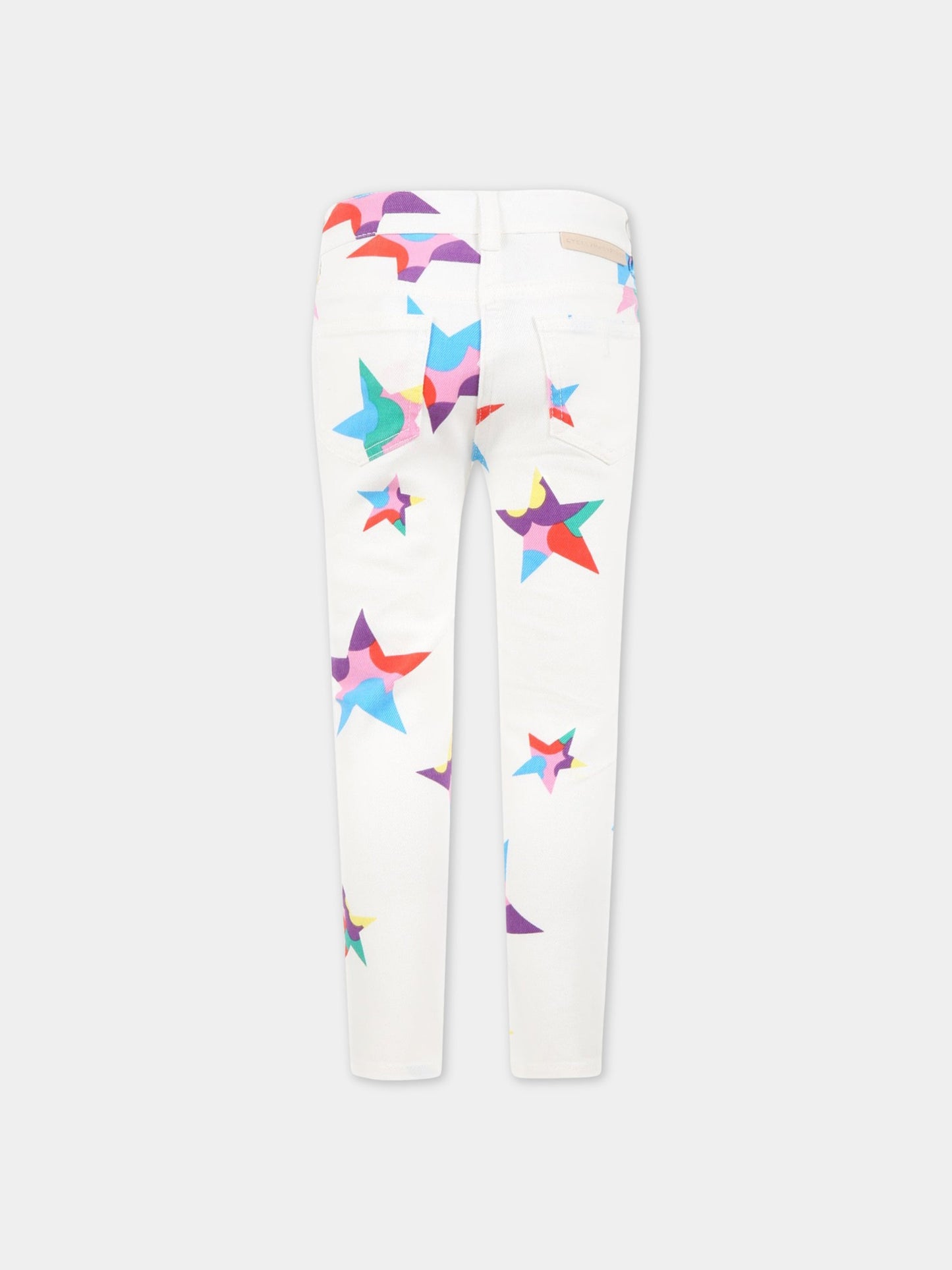 Jeans bianchi per bambina con stelle colorate,Stella Mccartney Kids,TS6E40 Z0858 100MC