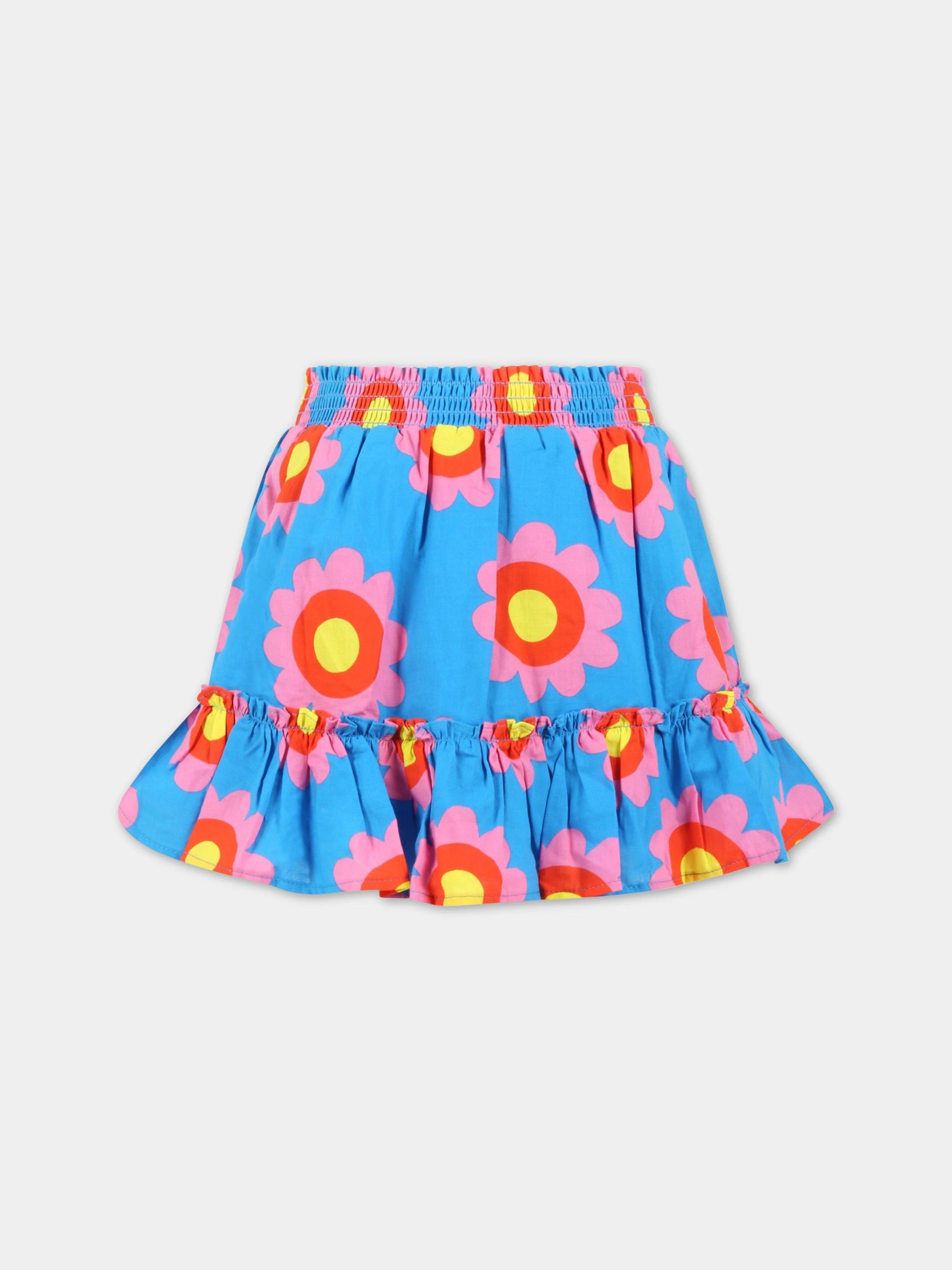 Gonna azzurra per bambina con fiori,Stella Mccartney Kids,TS7A71 Z0919 610MC