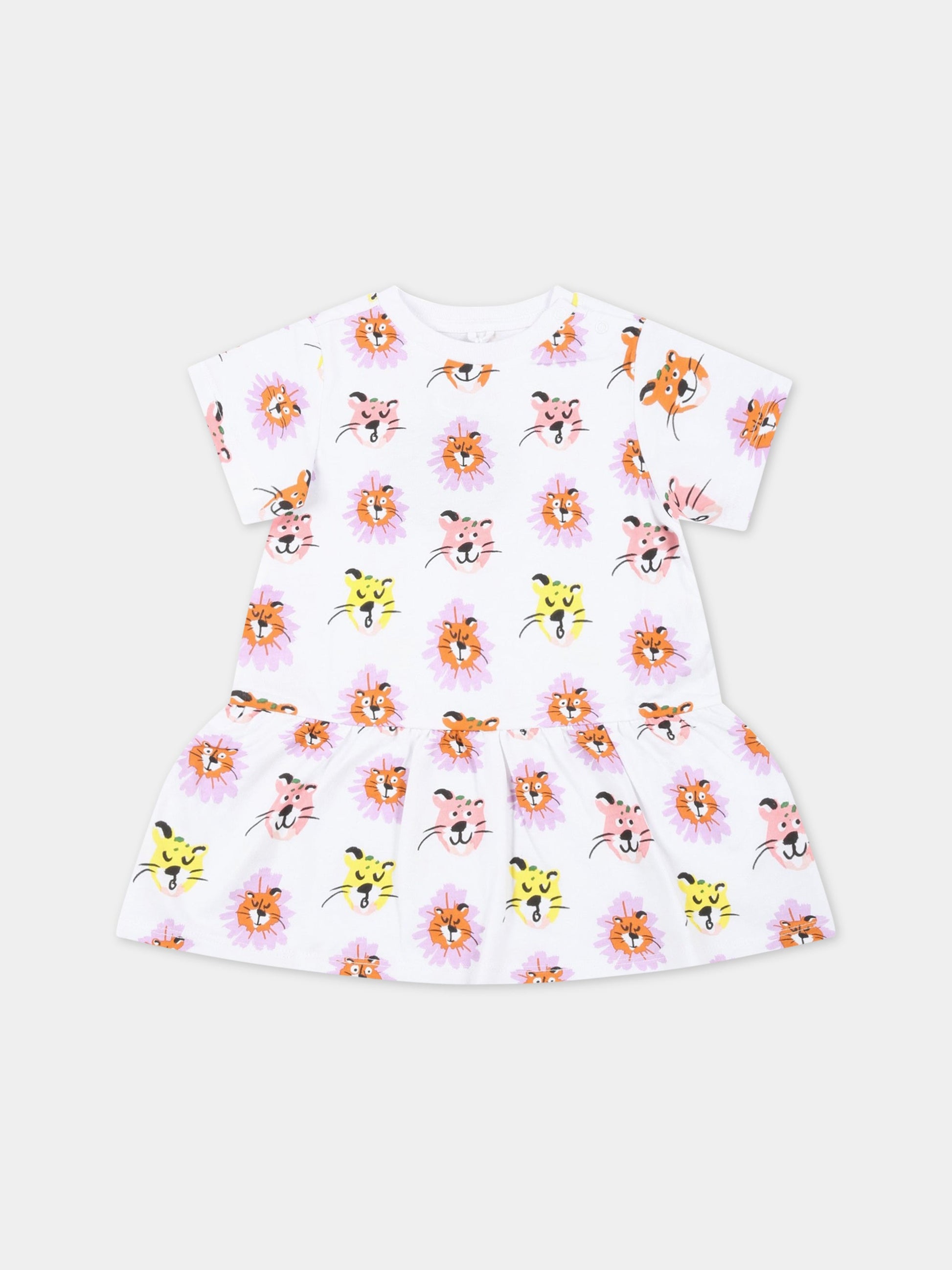 Vestito bianco per neonata con tigri,Stella Mccartney Kids,TS1191 Z1133 100MC