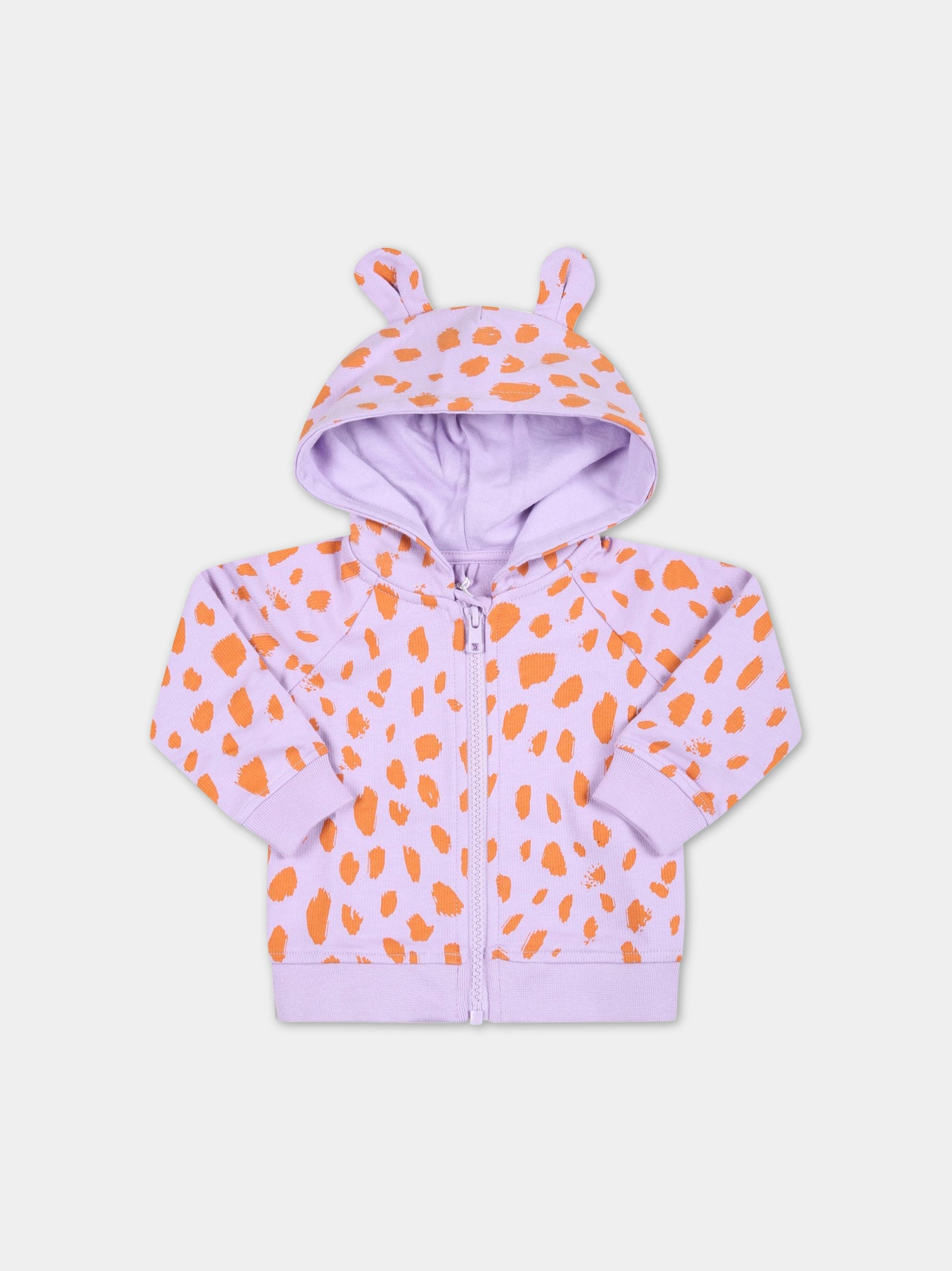 Felpa viola per neonata con stampa animalier,Stella Mccartney Kids,TS4080 Z1087 517AR