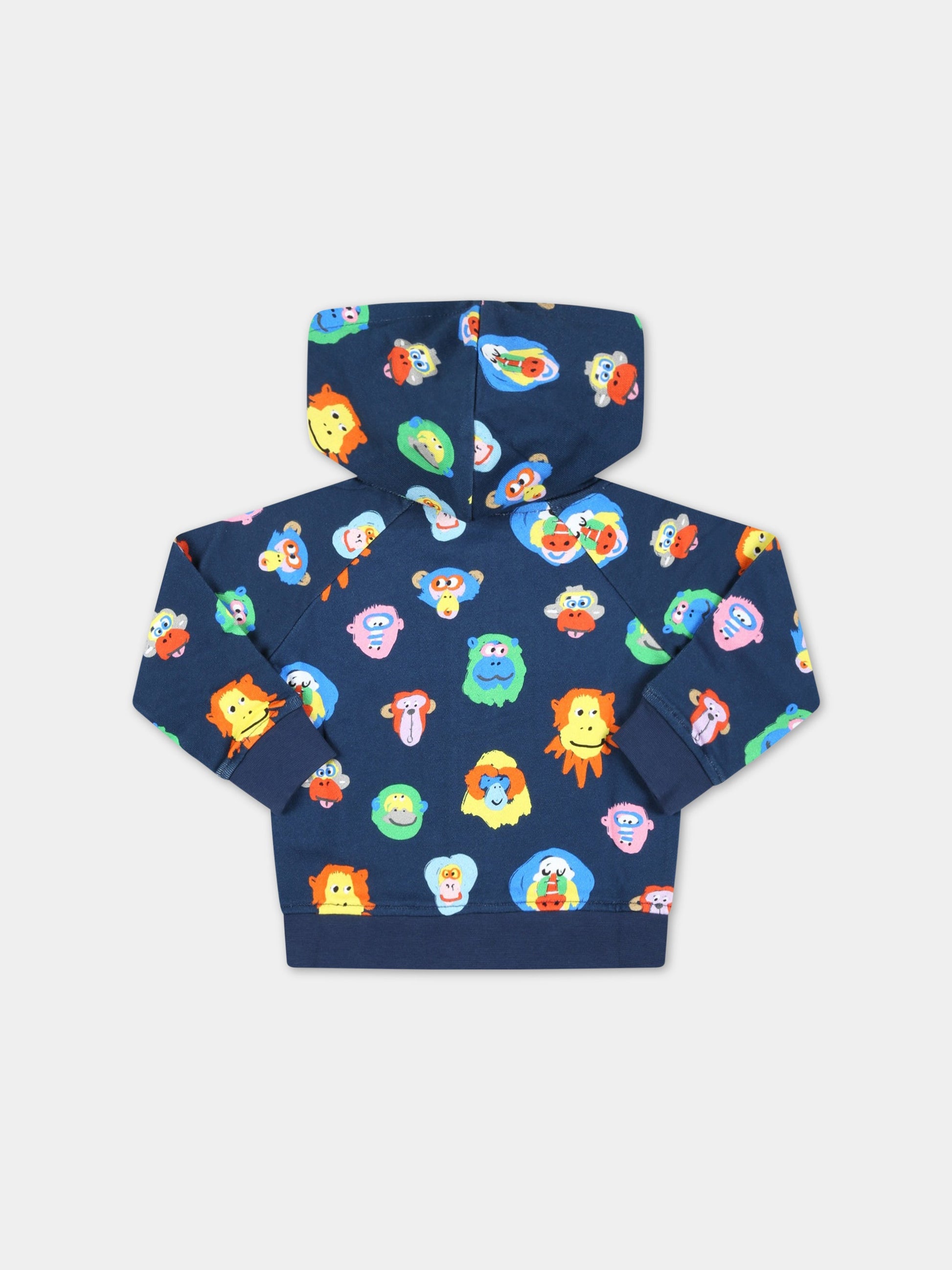 Felpa blu per neonato con animali colorati,Stella Mccartney Kids,TS4630 Z1077 620MC