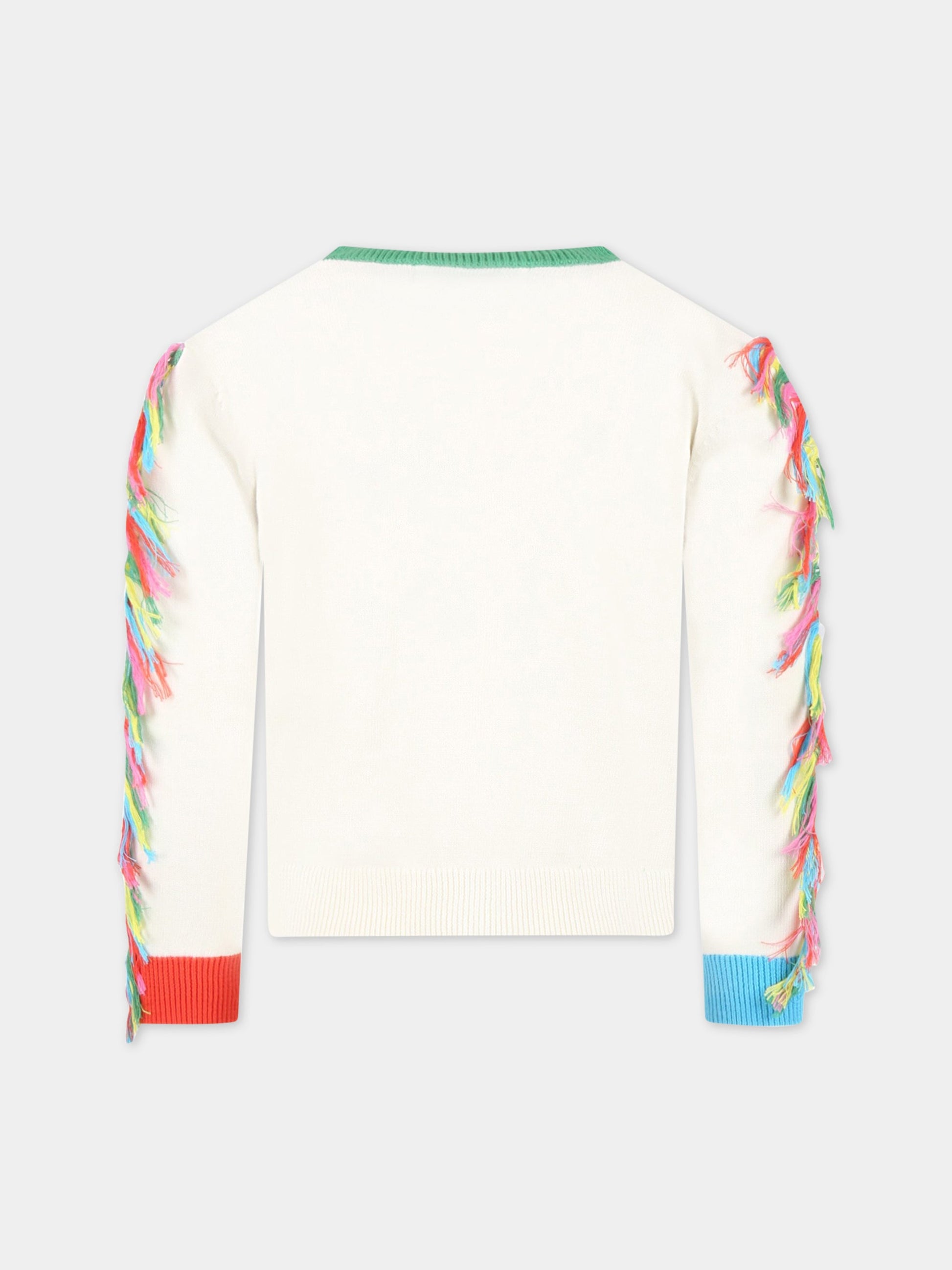 Cardigan avorio per bambina con pappagalli,Stella Mccartney Kids,TS9B30 Z1144 101