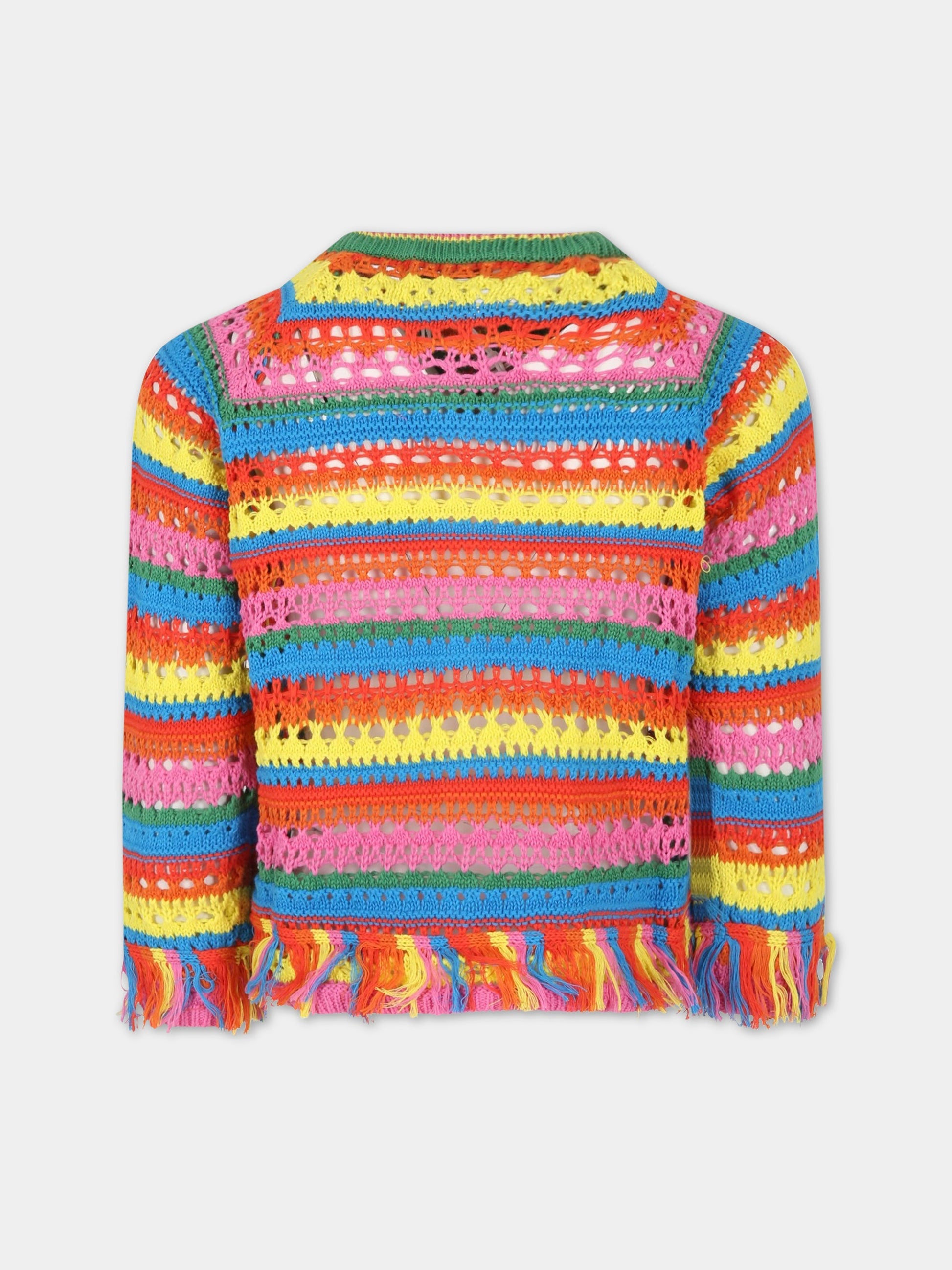 Cardigan multicolor per bambina con frange,Stella Mccartney Kids,TS9A70 Z1146 999