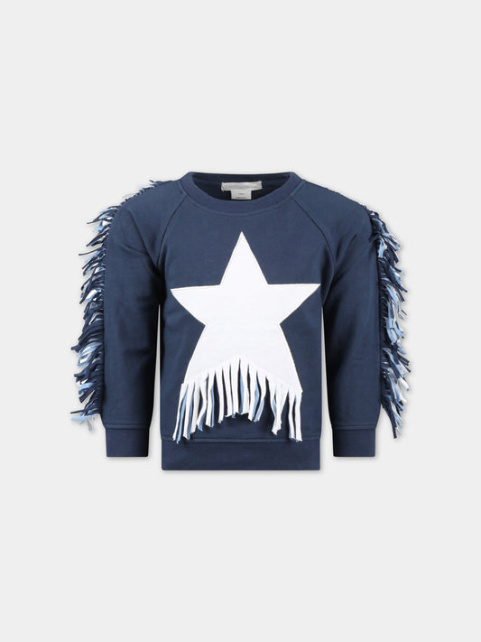 Felpa blu per bambina con stella,Stella Mccartney Kids,TS4C10 Z0499 620