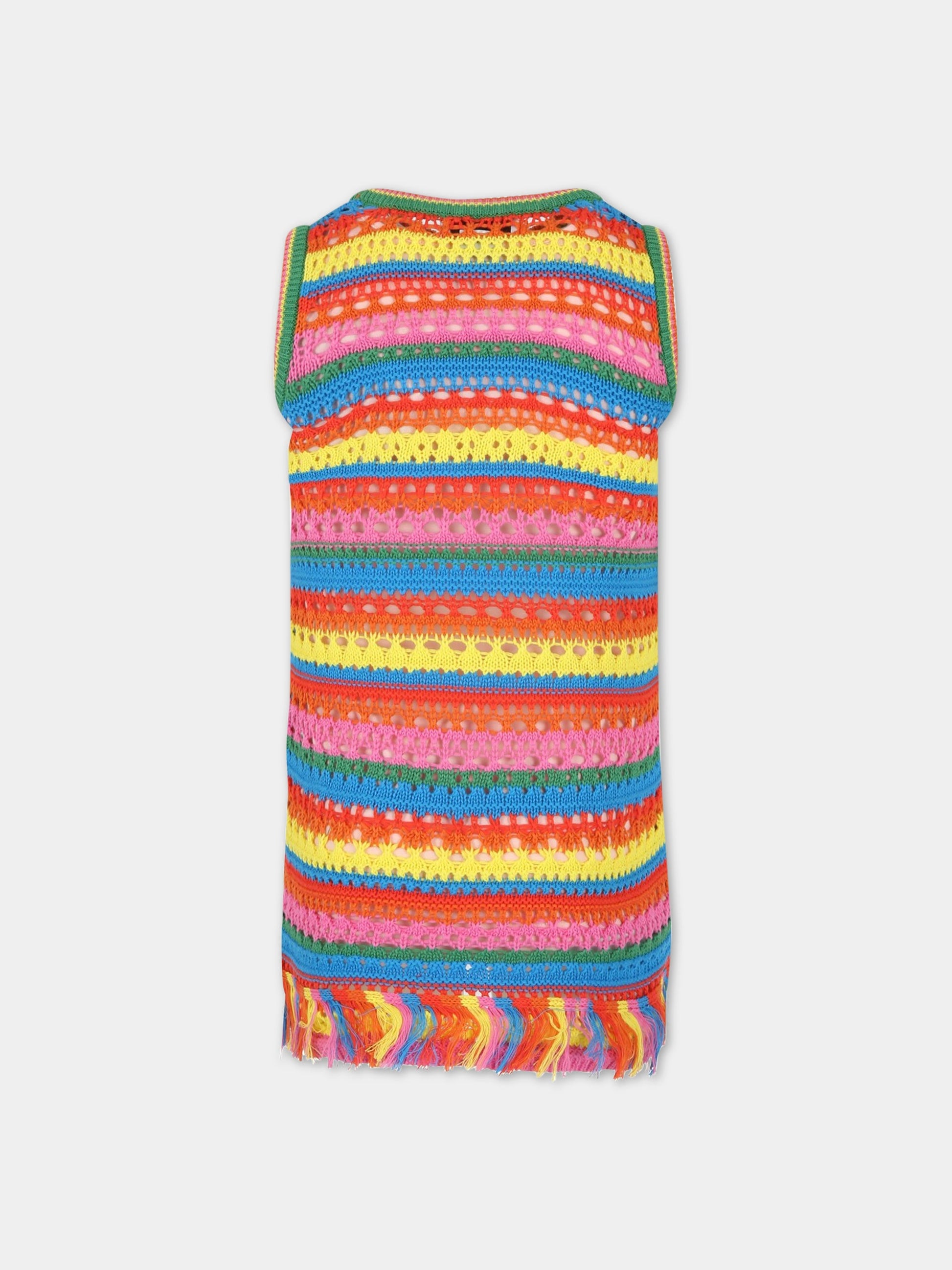 Vestito multicolor per bambina con frange,Stella Mccartney Kids,TS1C02 Z1146 999