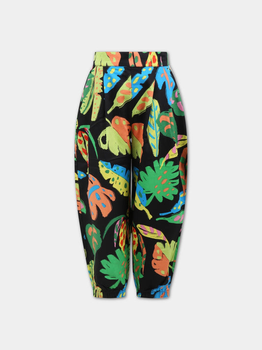 Pantaloni neri per bambino con foglie,Stella Mccartney Kids,TS6C50 Z0889 930MC