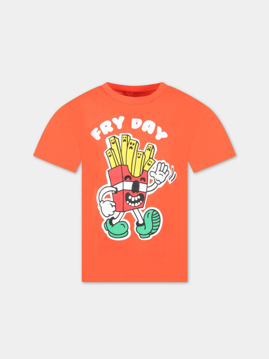 T-shirt rossa per bambino con patatine,Stella Mccartney Kids,TS8R01 Z0434 412