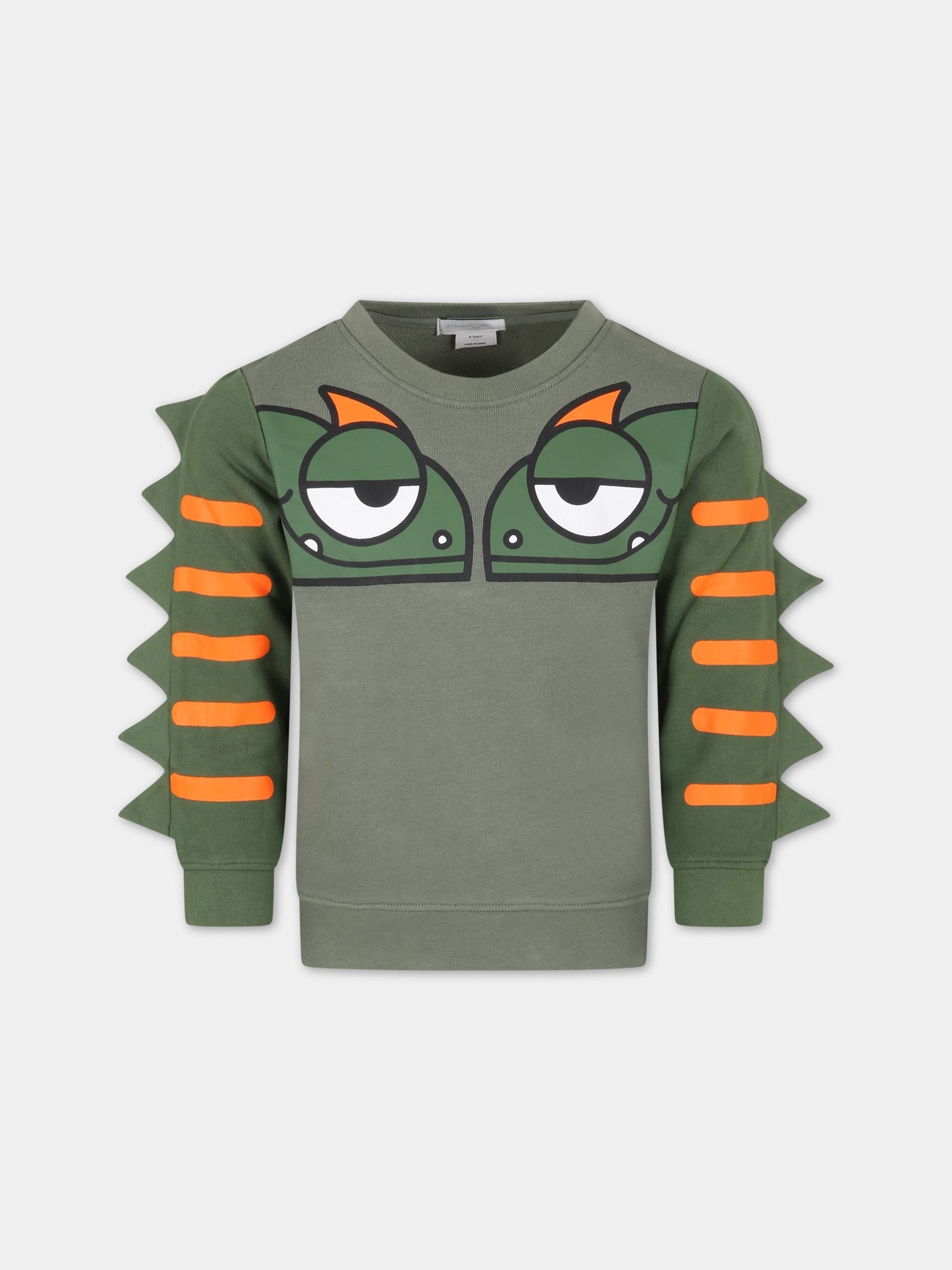 Felpa verde per bambino con camaleonti,Stella Mccartney Kids,TS4P60 Z0499 718