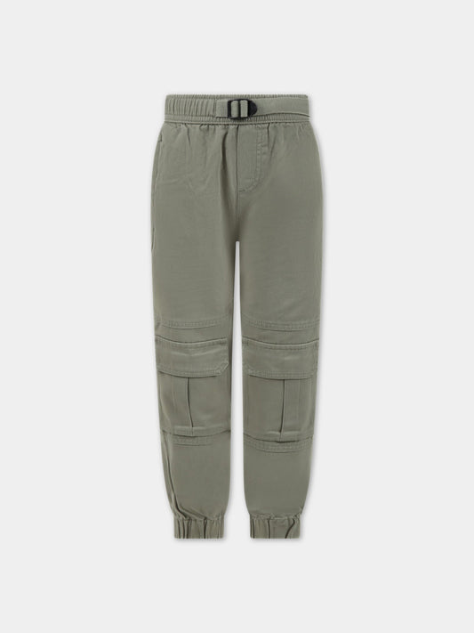 Cargo verdi per bambino con patch logato,Stella Mccartney Kids,TS6P90 Z0628 718