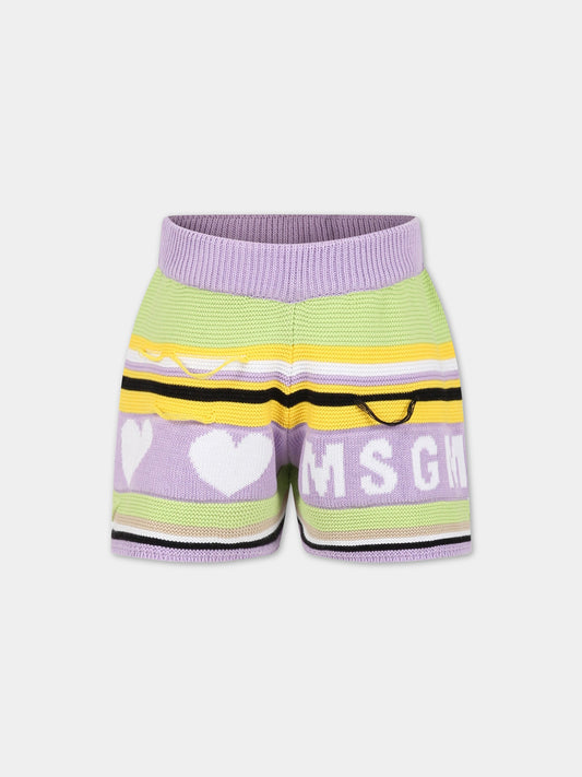 Shorts casual viola per bambina,Msgm Kids,MS029434 071