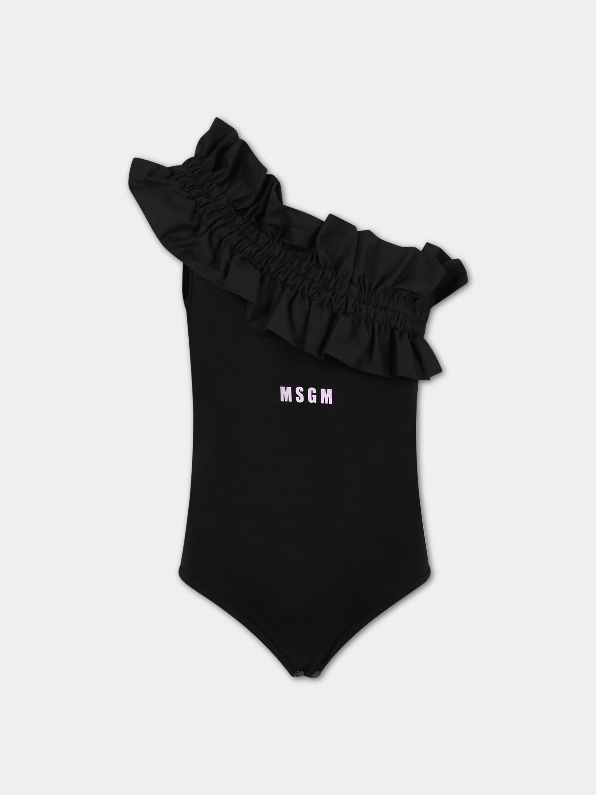 Body nero per bambina con logo,Msgm Kids,MS029451 110