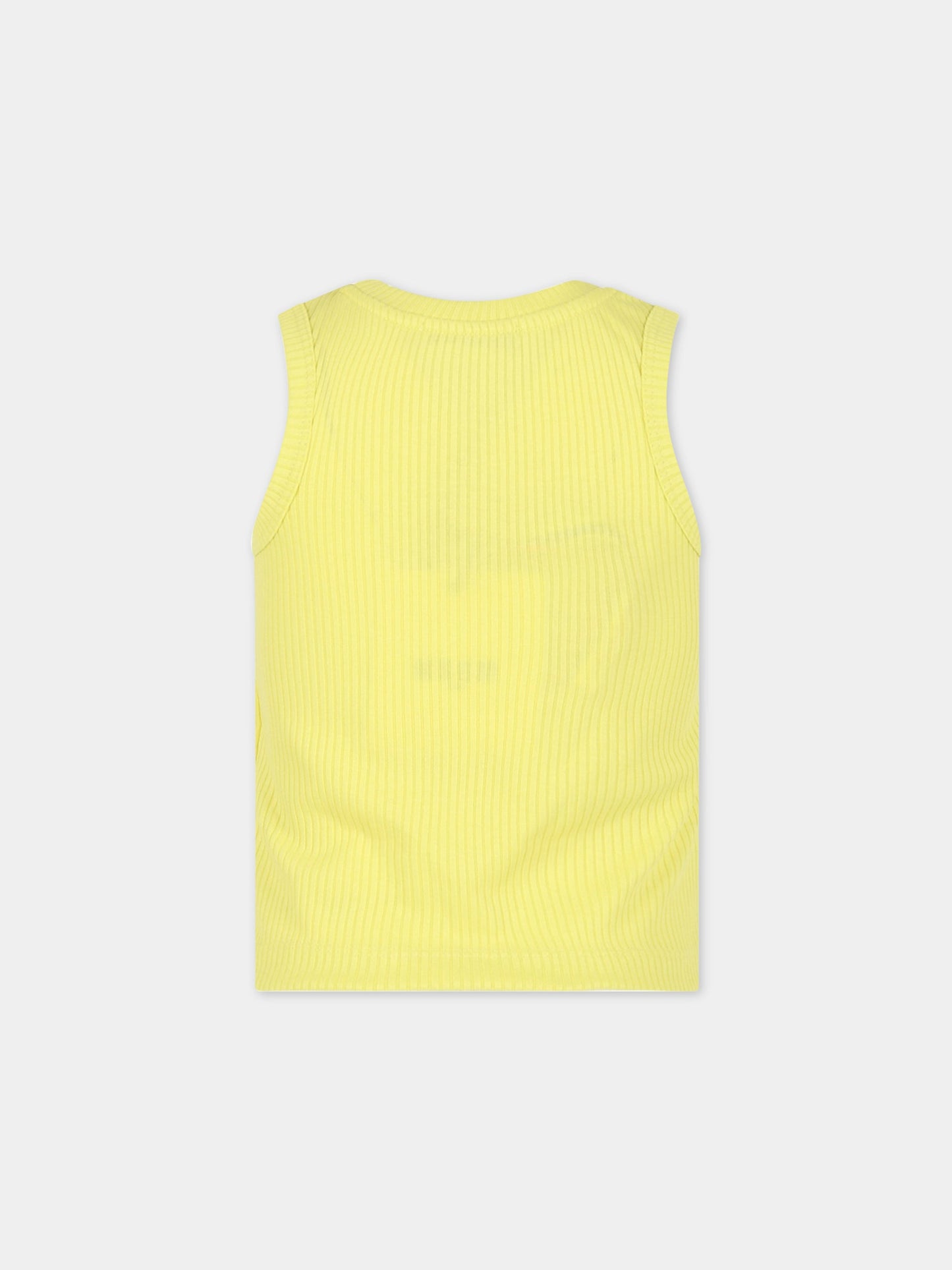 Canotta gialla per bambina con logo rosa,Msgm Kids,MS029483 020