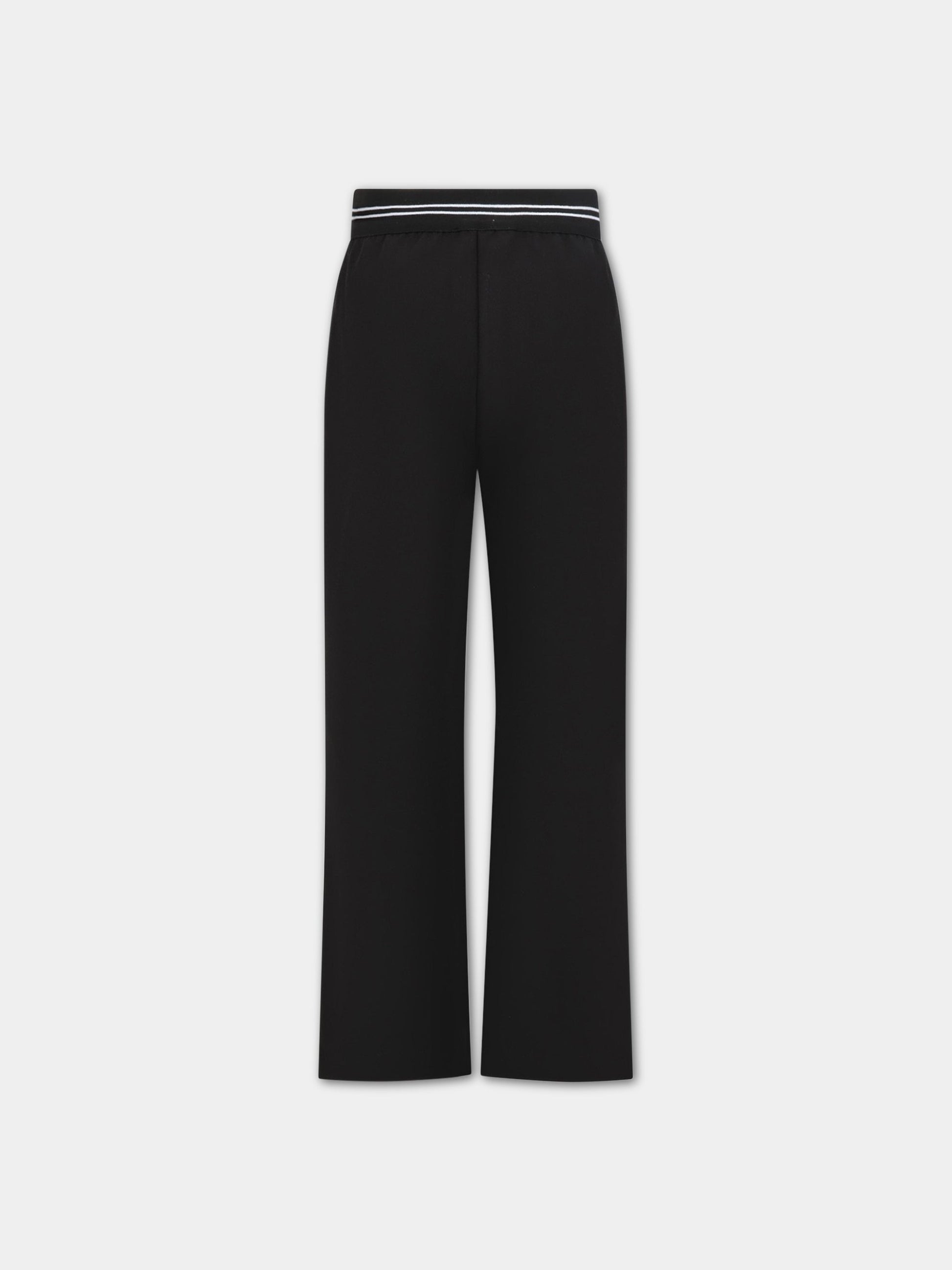 Pantaloni neri per bambina con logo bianco,Msgm Kids,MS029456 110