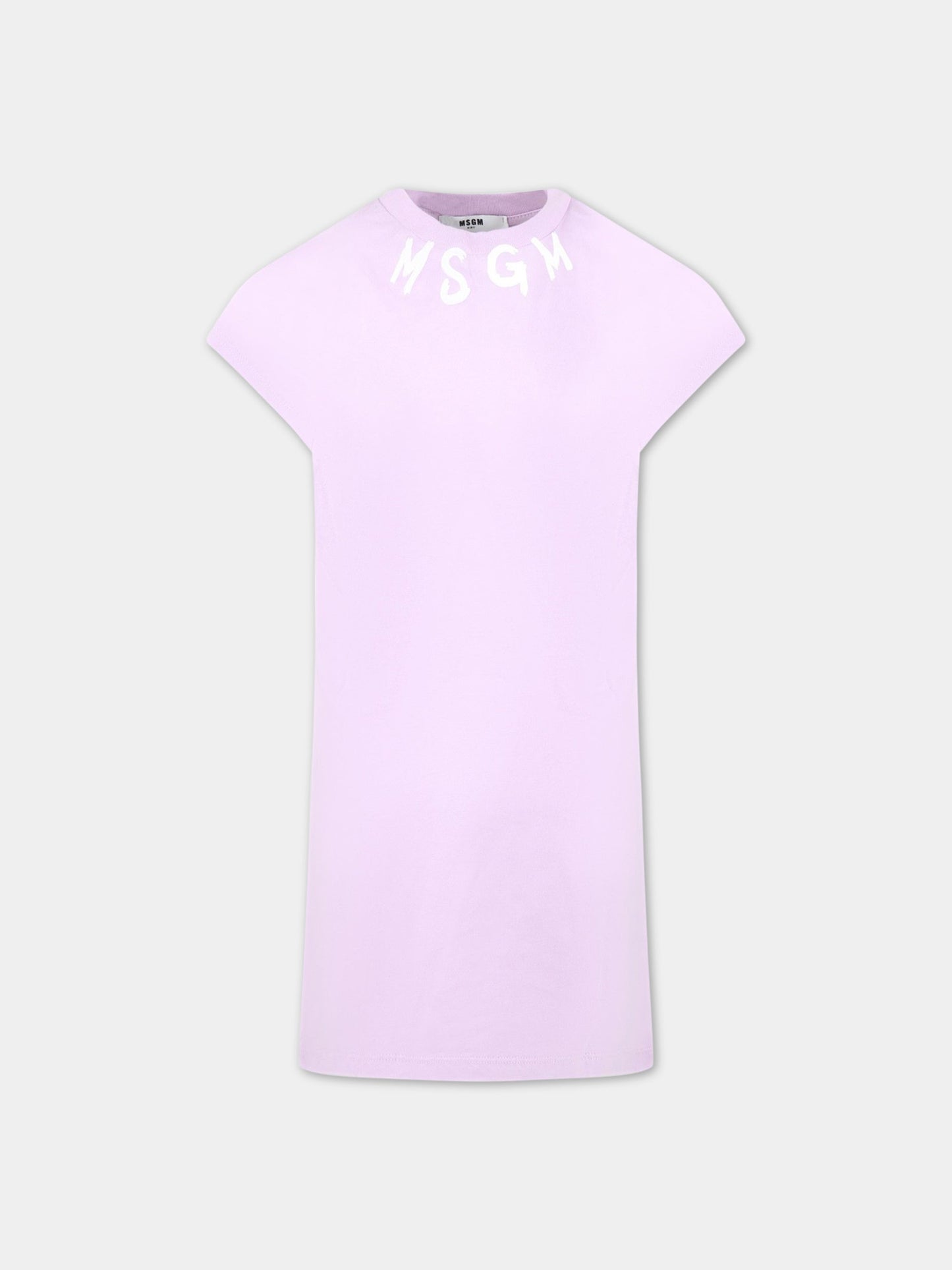 Vestito viola per bambina con logo bianco,Msgm Kids,MS029340 071