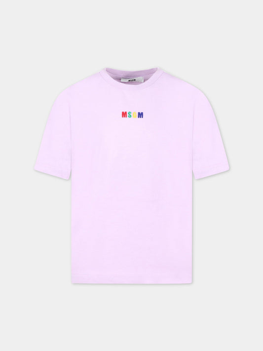 T-shirt viola per bambini con logo multicolor,Msgm Kids,MS029319 071