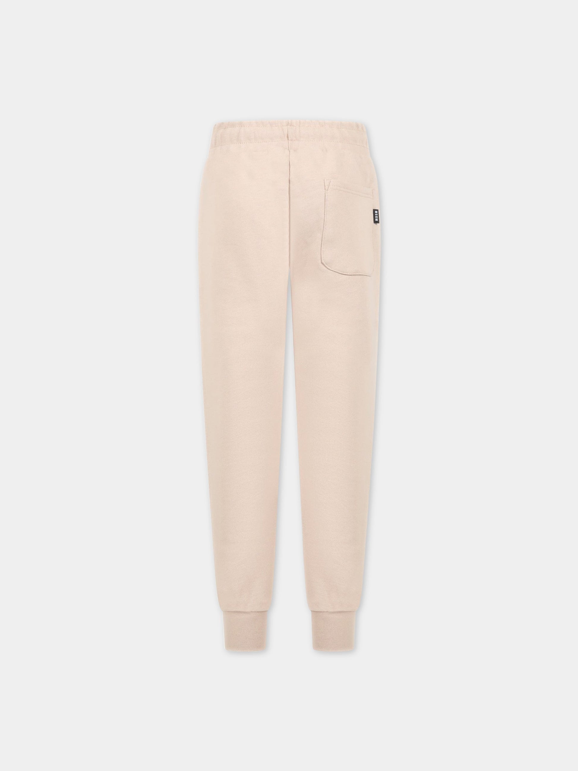 Pantaloni beige da tuta per bambino con logo bianco,Msgm Kids,MS029342 015