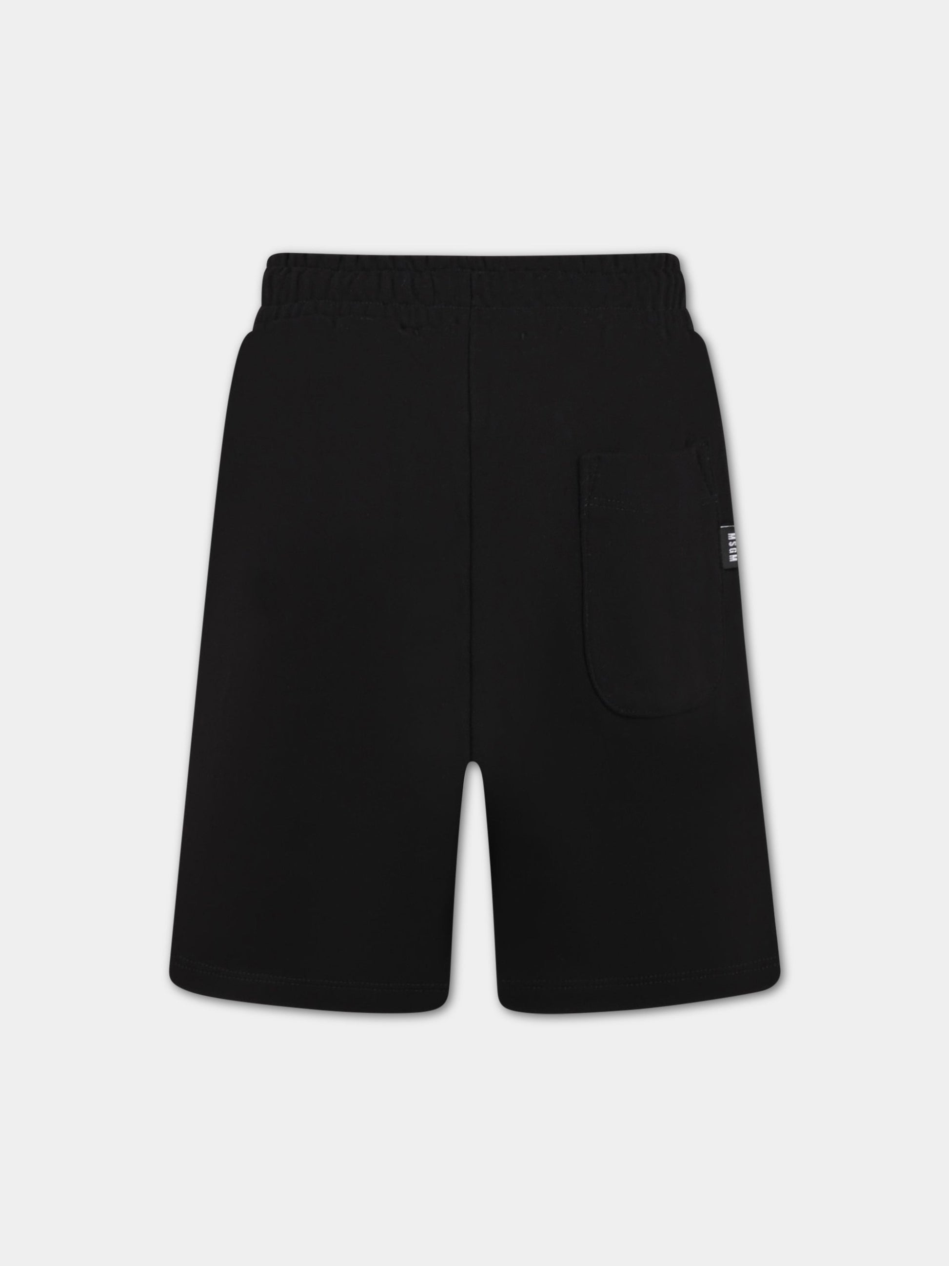 Shorts neri per bambino con logo bianco,Msgm Kids,MS029331 110