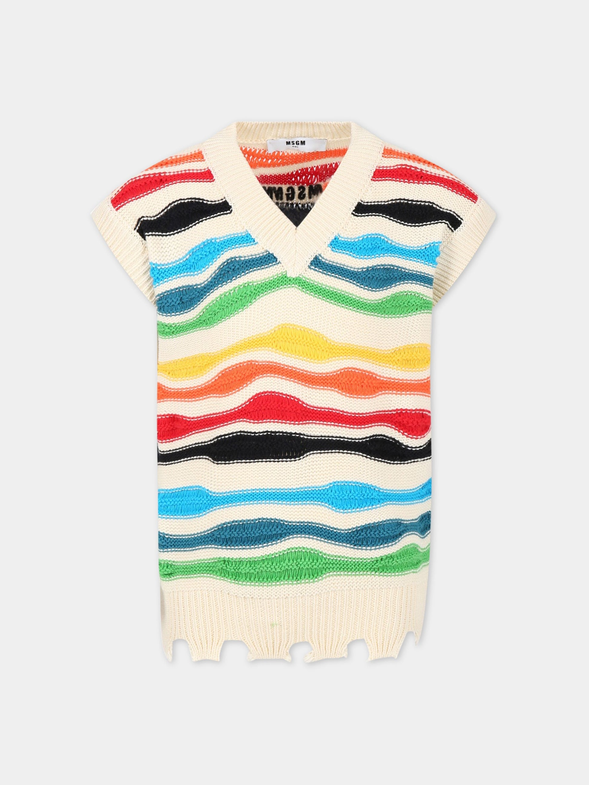 Gilet multicolor per bambino con logo,Msgm Kids,MS029536 200