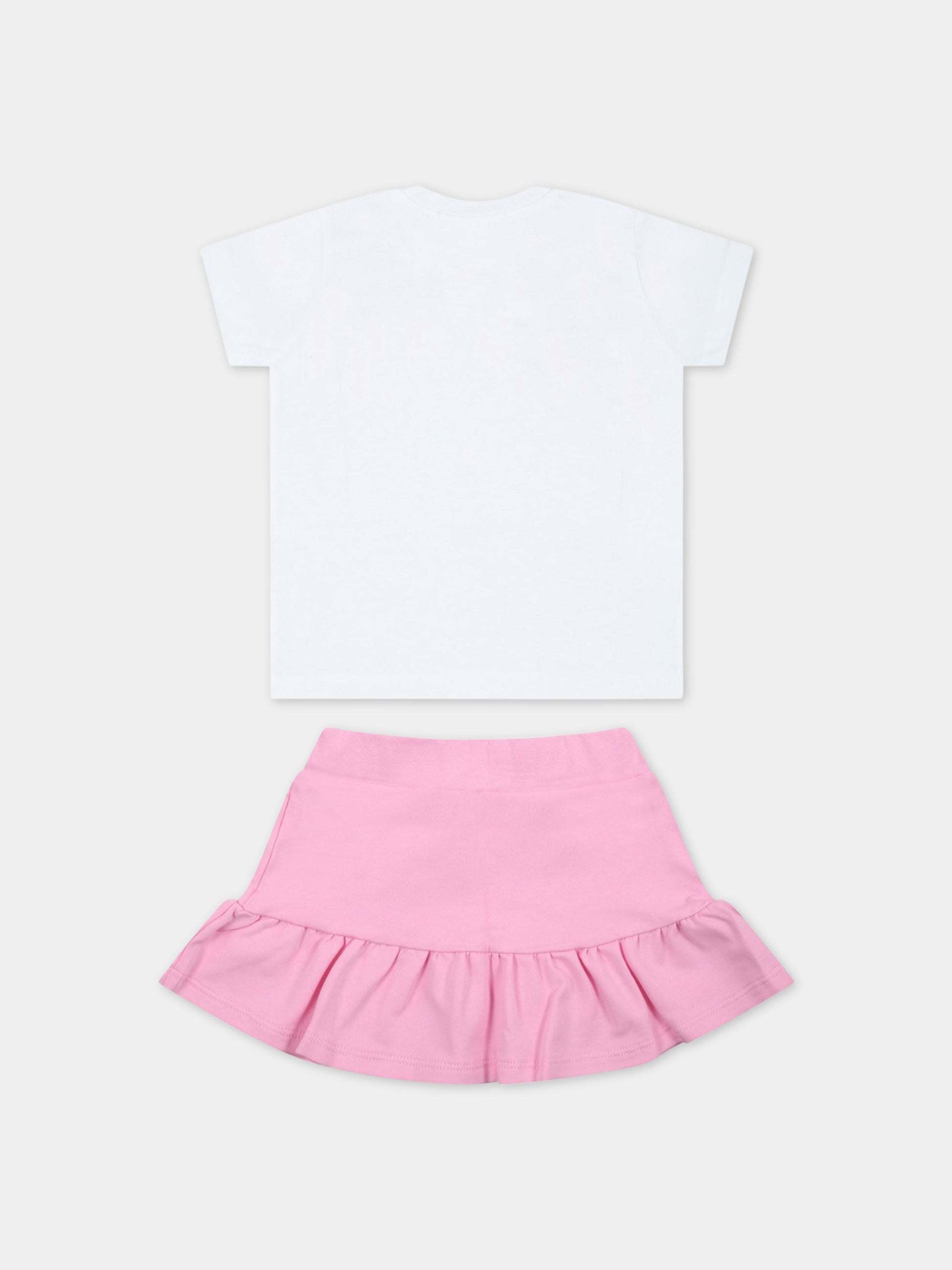 Completo bianco e rosa per neonata con logo,Msgm Kids,MS029363 001/18