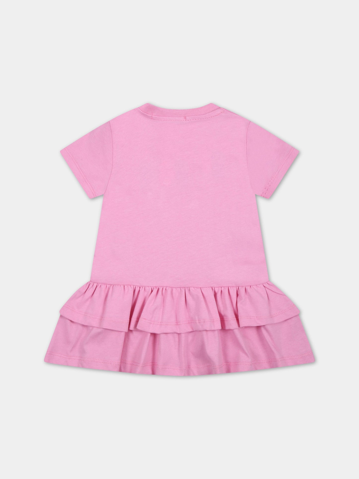 Vestito rosa per neonata con logo ricamato,Msgm Kids,MS029362 042