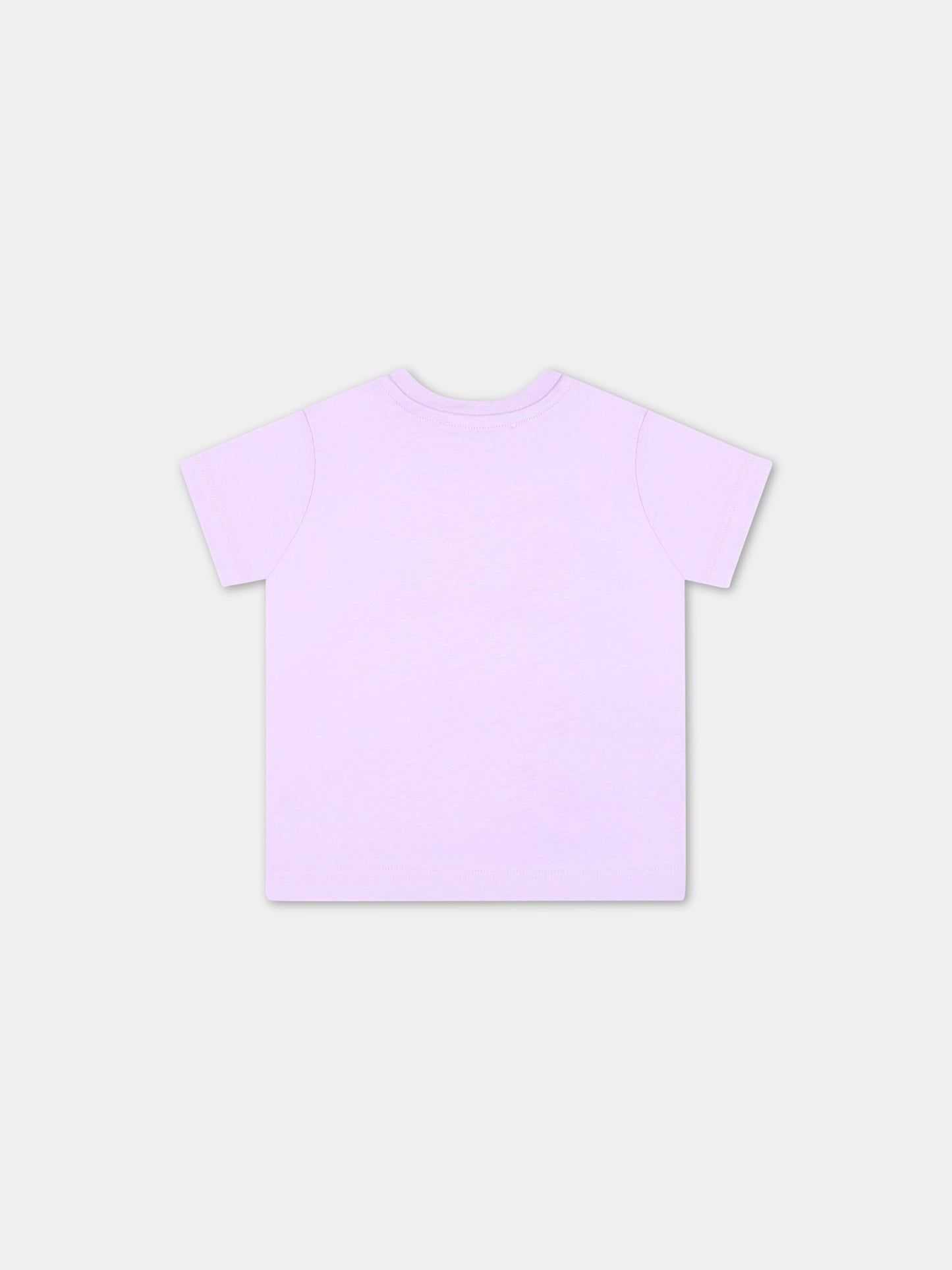 T-shirt viola per neonata con logo multicolor,Msgm Kids,MS029357 071