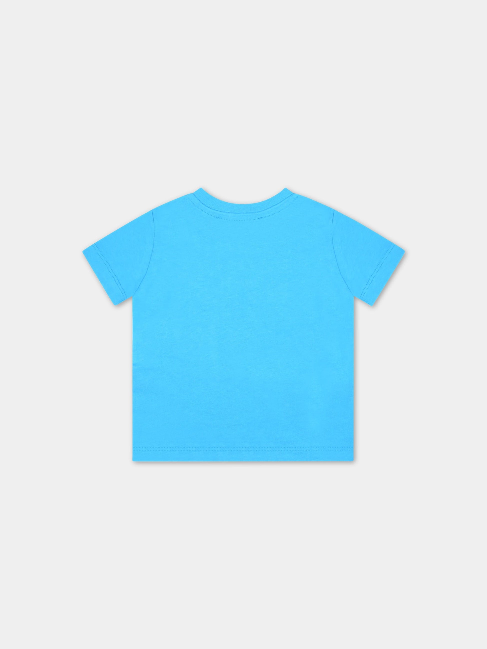 T-shirt azzurra per neonato con logo multicolor,Msgm Kids,MS029357 120