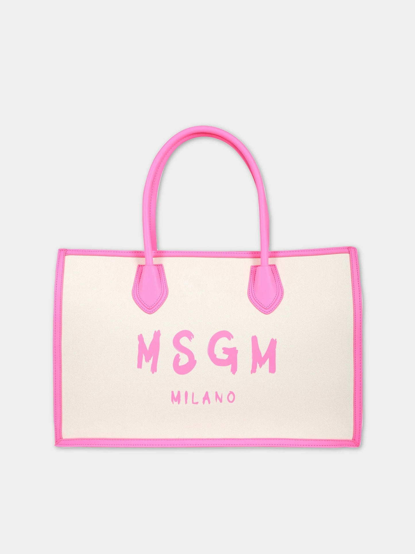 Borsa beige per bambina con logo,Msgm Kids,MS029496 012/02