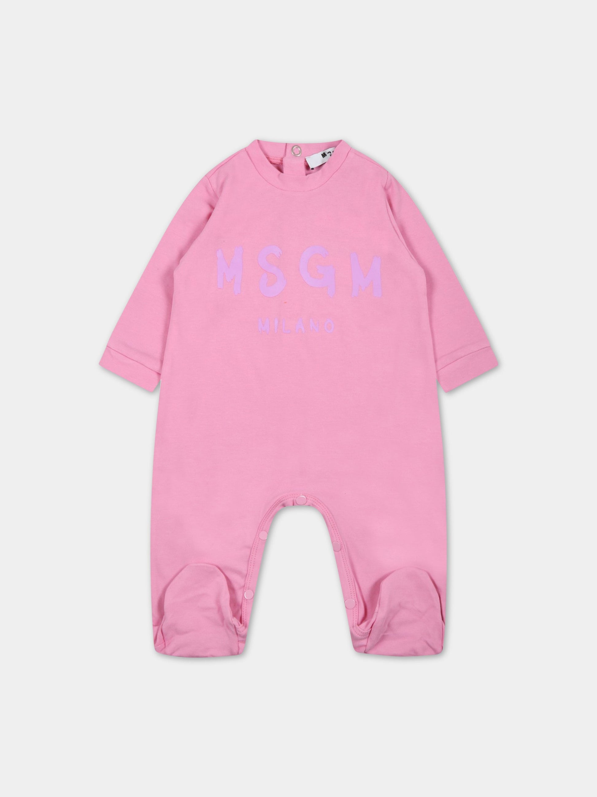 Set rosa per neonata con logo viola,Msgm Kids,MS029364 042