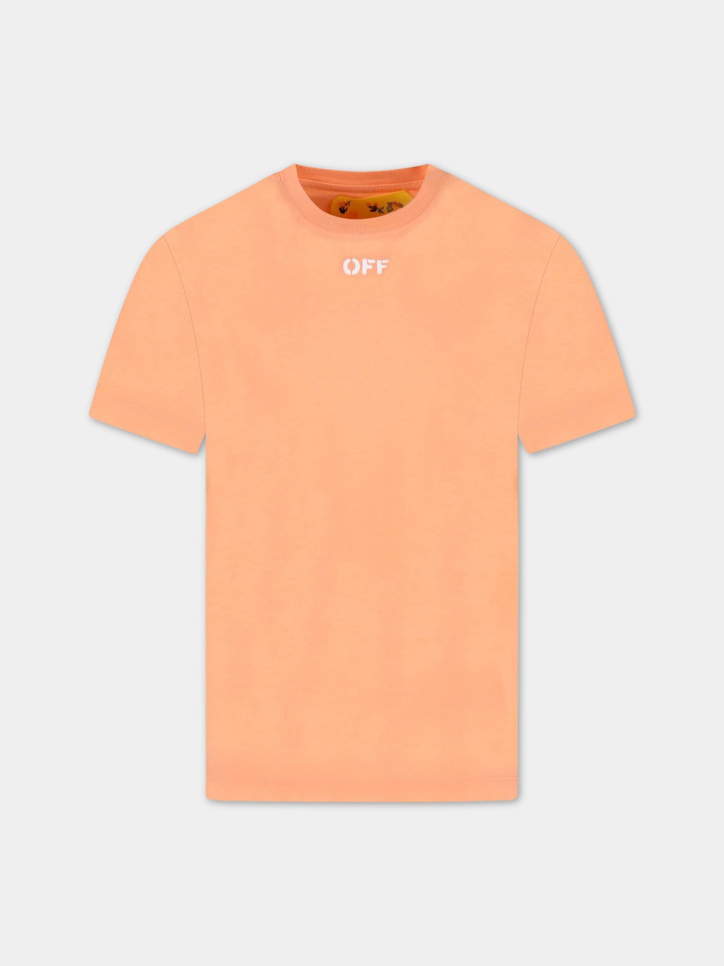 T-shirt arancione per bambina con logo bianco,Off White,OGAA001S23JER0022101
