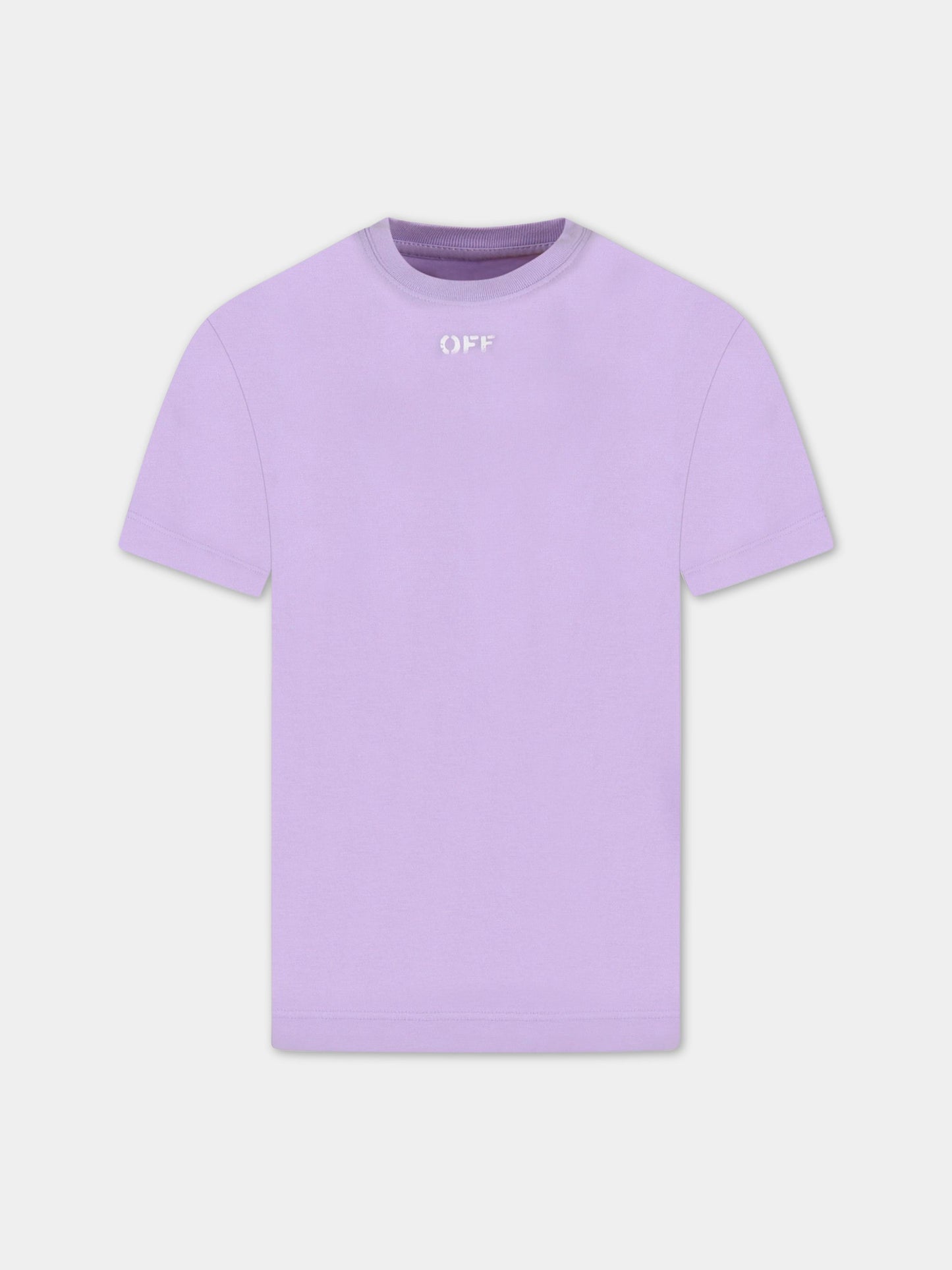 T-shirt viola per bambina con logo bianco,Off White,OGAA001S23JER0023601