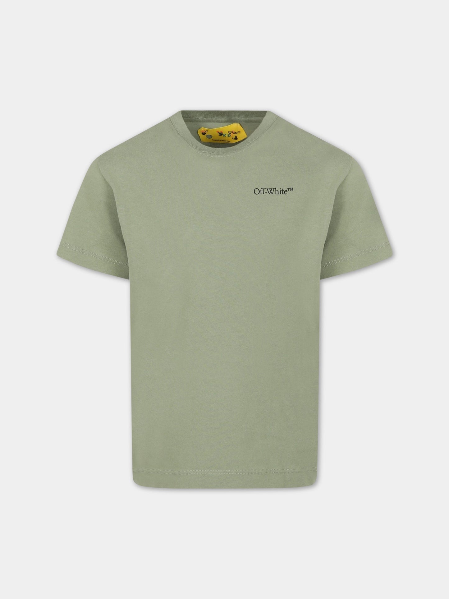 T-shirt verde per bambino con logo,Off White,OBAA002S23JER0085010