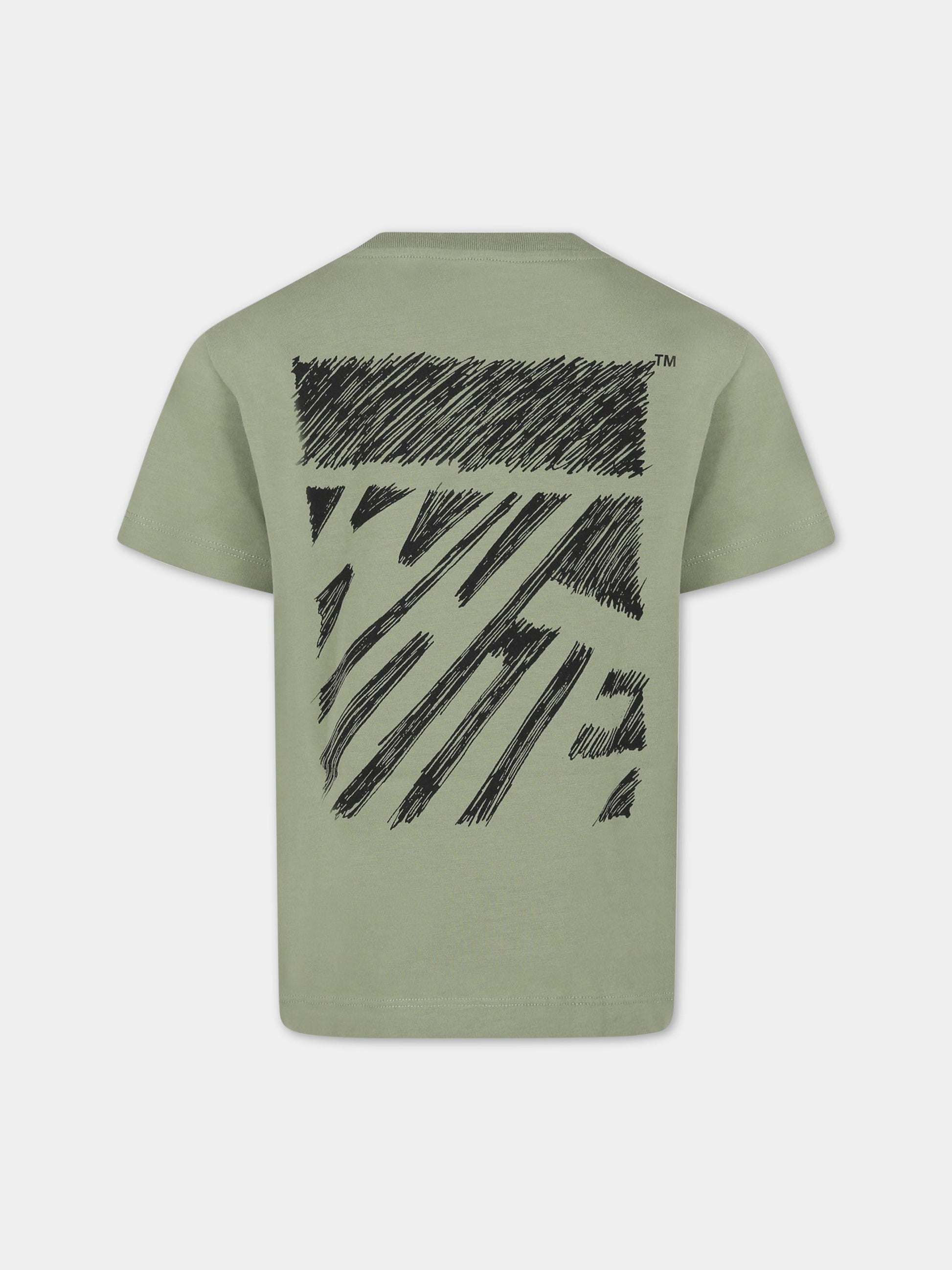 T-shirt verde per bambino con logo,Off White,OBAA002S23JER0085010
