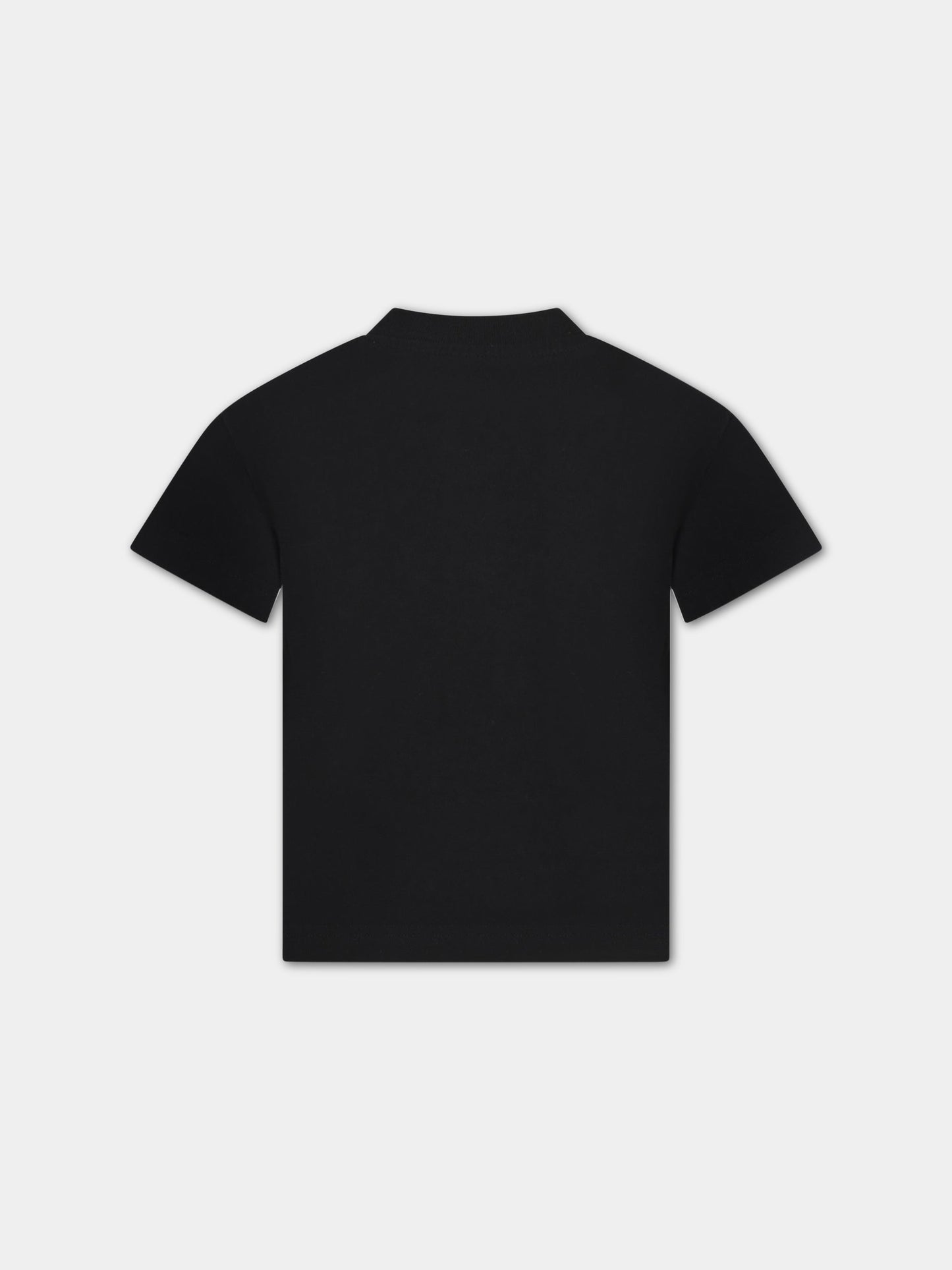 T-shirt nera per bambino con logo bianco e squalo,Palm Angels,PBAA003C99JER0031006