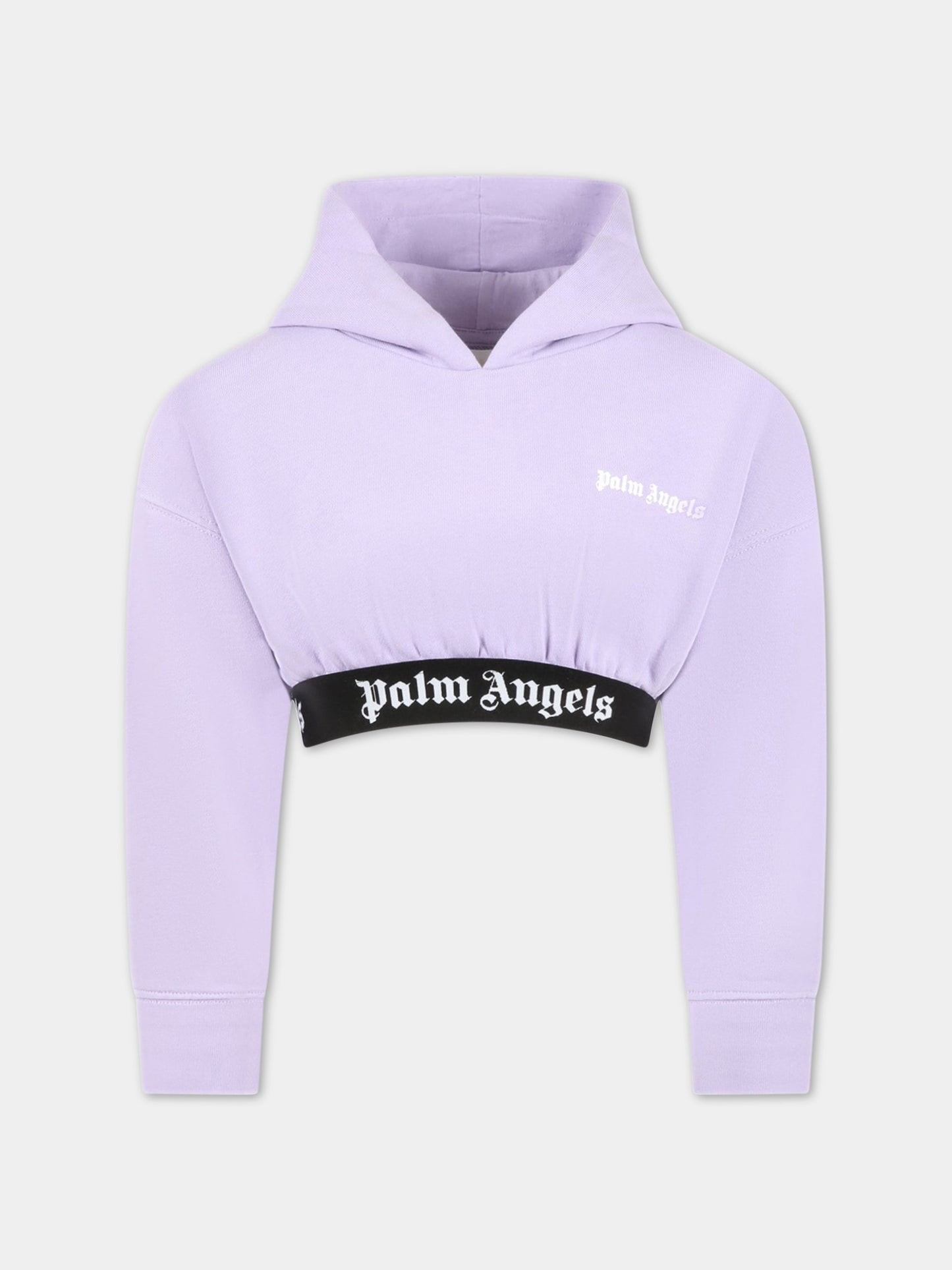 Felpa viola per bambina con logo,Palm Angels,PGBB006S23FLE0023601