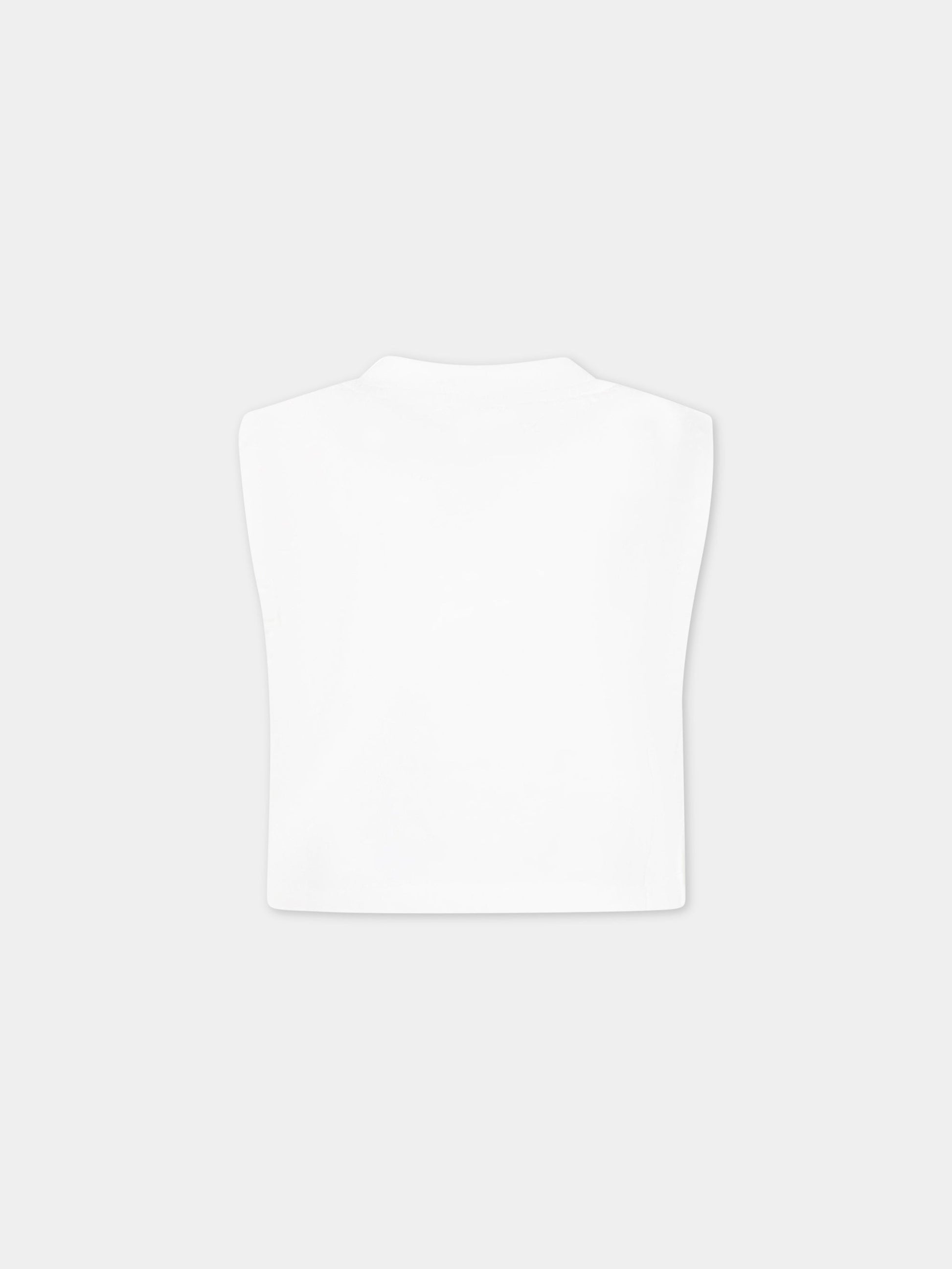 Canotta bianca per bambina con iconico orso,Palm Angels,PGAC003S23JER0030143