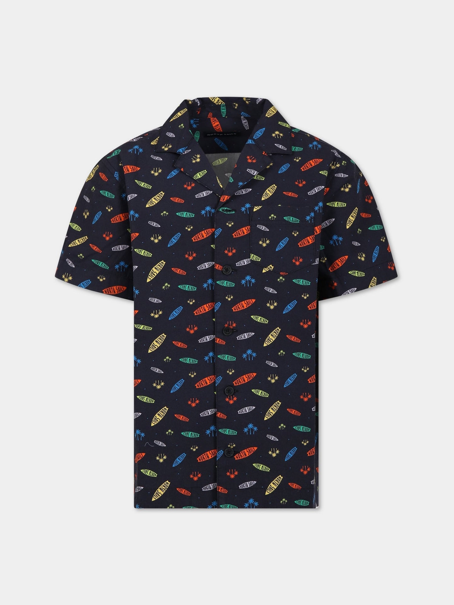 Camicia multicolor per bambino con logo all-over,North Sails,764144 000 C001