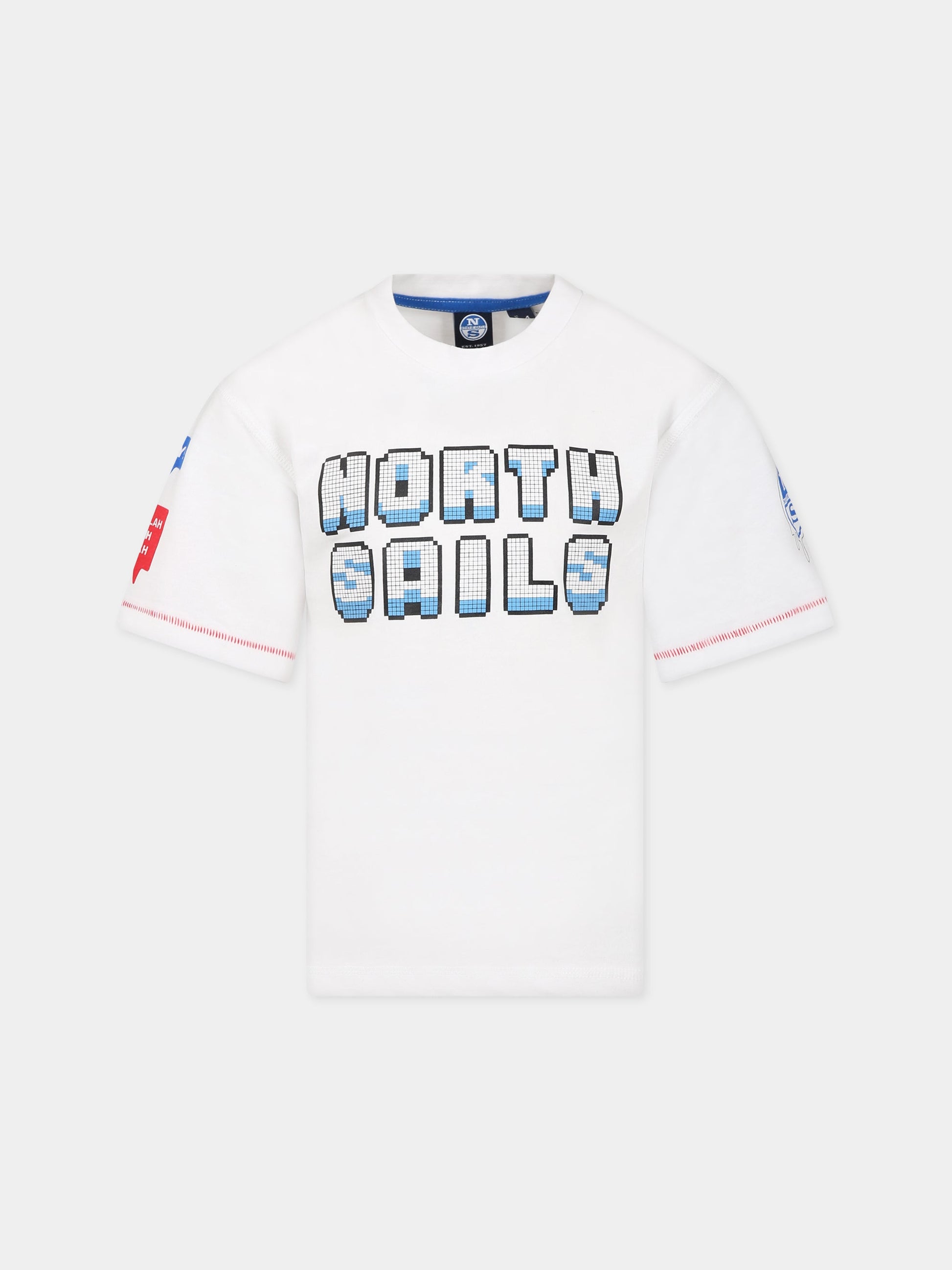 T-shirt bianca per bambino con logo,North Sails,795056 000 C002