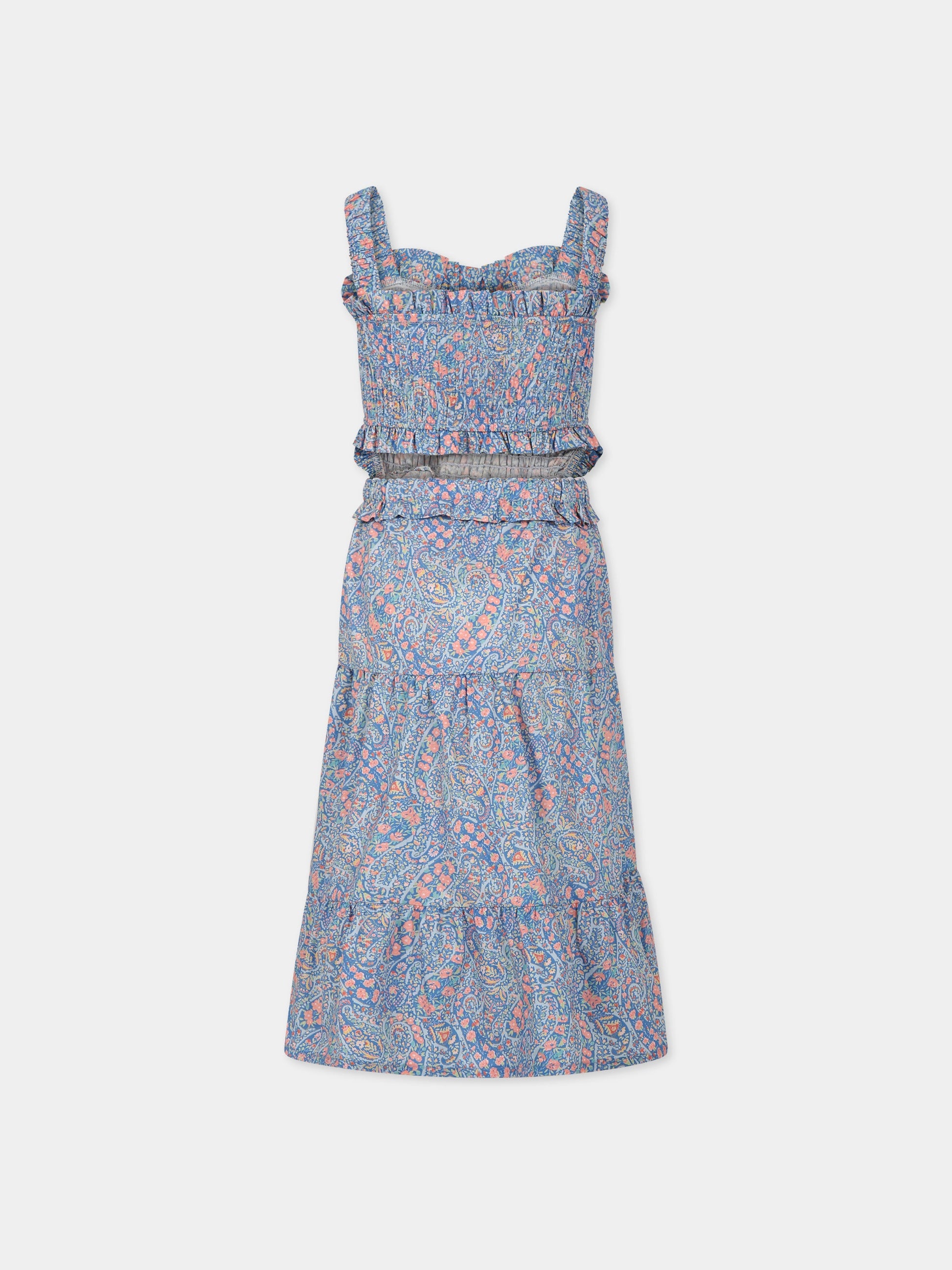 Vestito blu per bambina con stampa liberty  Bourton Bloom,The New Society,S23 K WV01 ALBERTINA