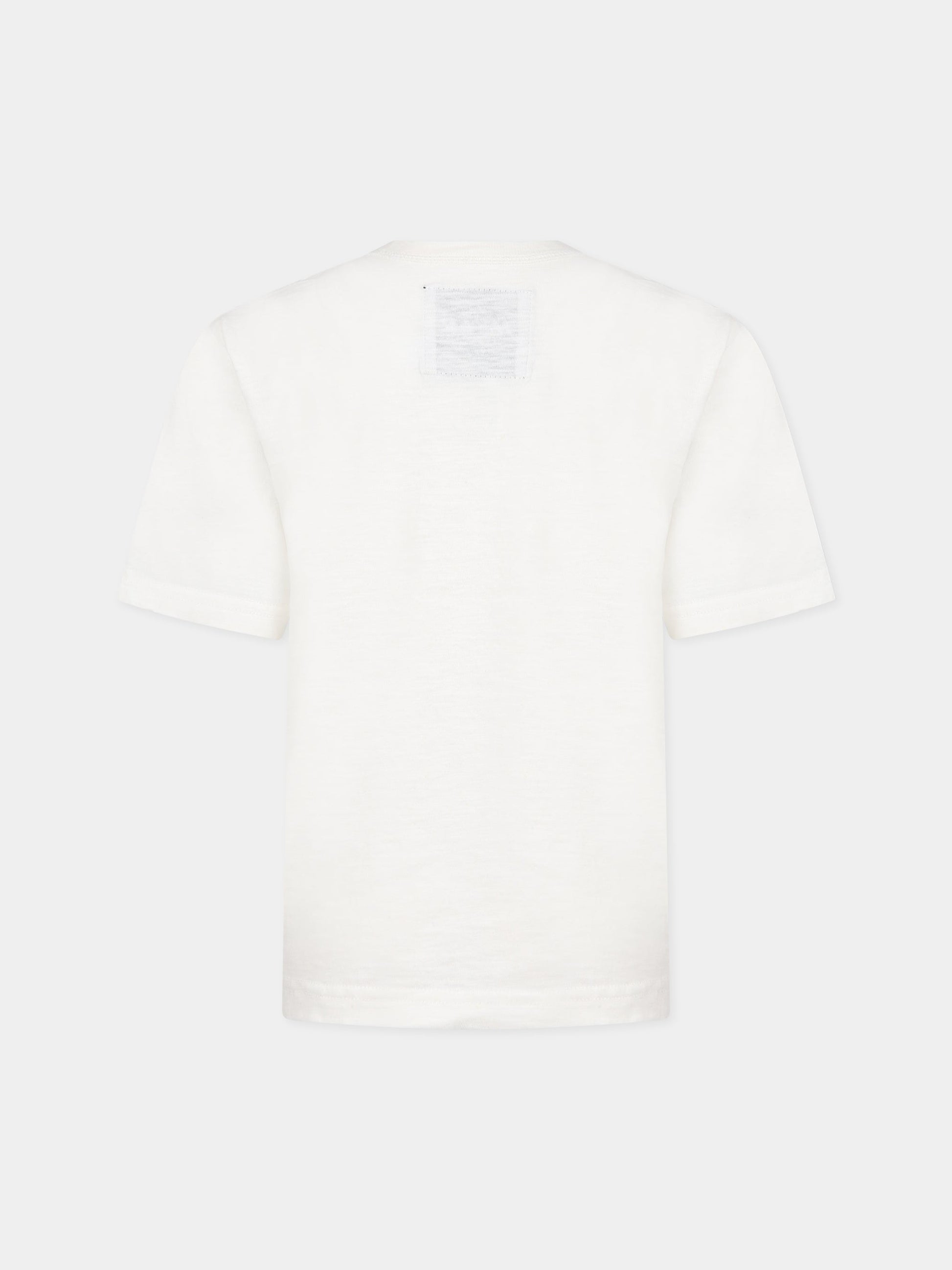 T-shirt bianca per bambino con stampa e logo,Myar,MY0074 MY062 MY101