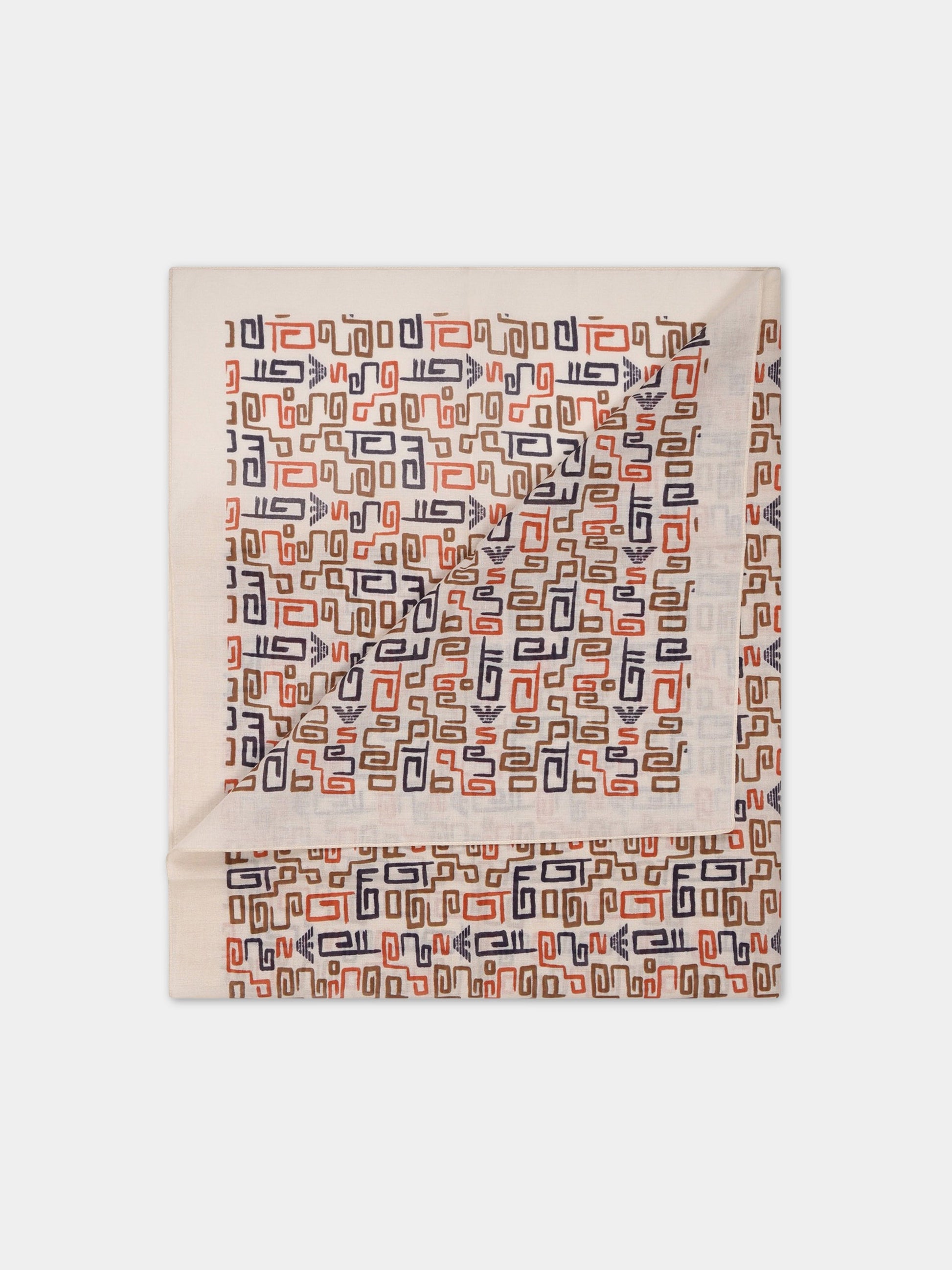 Sciarpa beige per bambino con iconico aquilotto e logo,Armani Junior,404676 3R841 05862