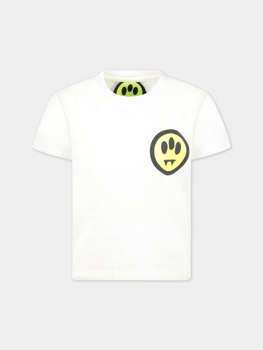 T-shirt bianca per bambino con logo nero,Barrow,033045 002