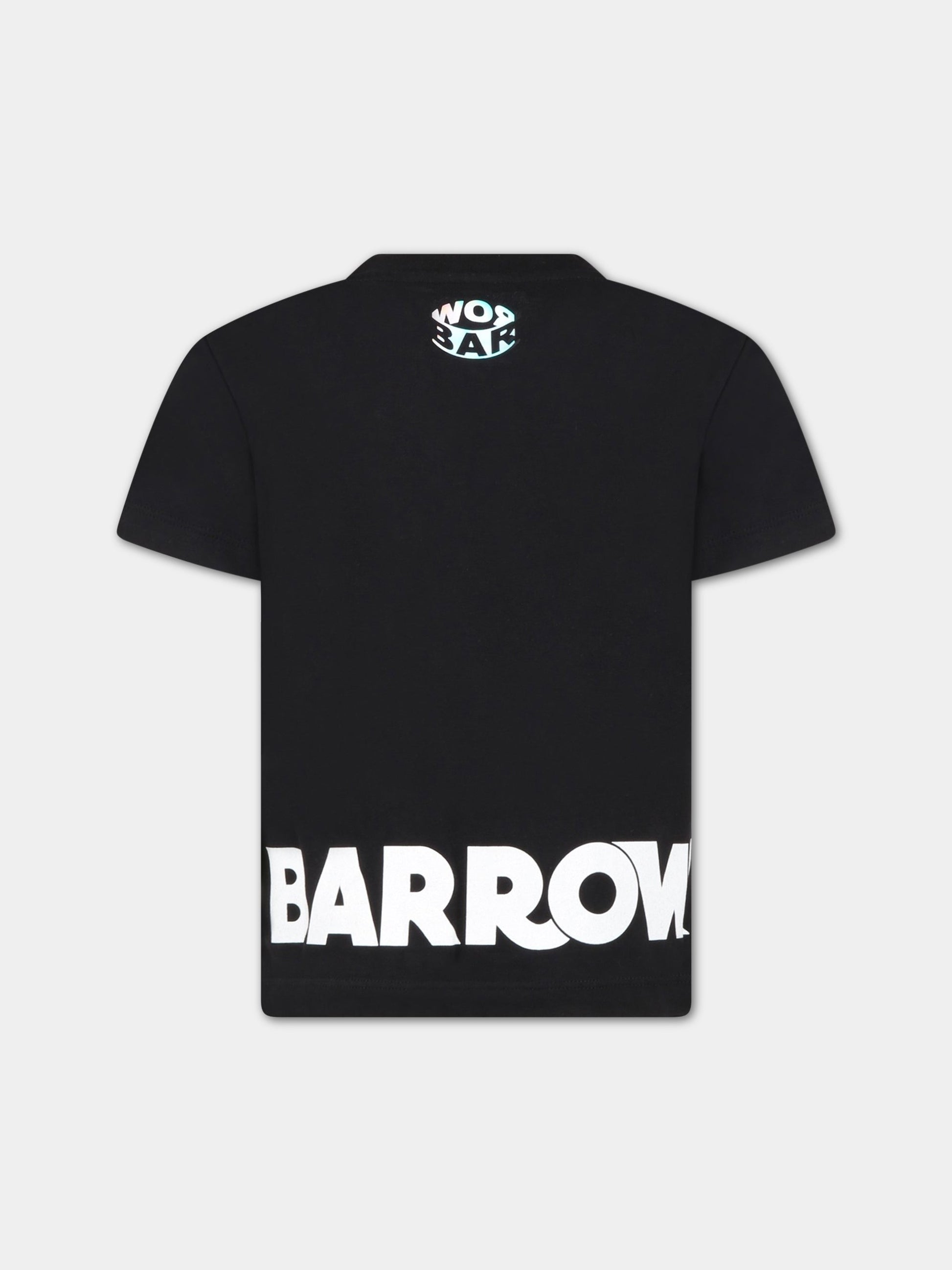 T-shirt nera per bambino con logo bianco,Barrow,033045 110
