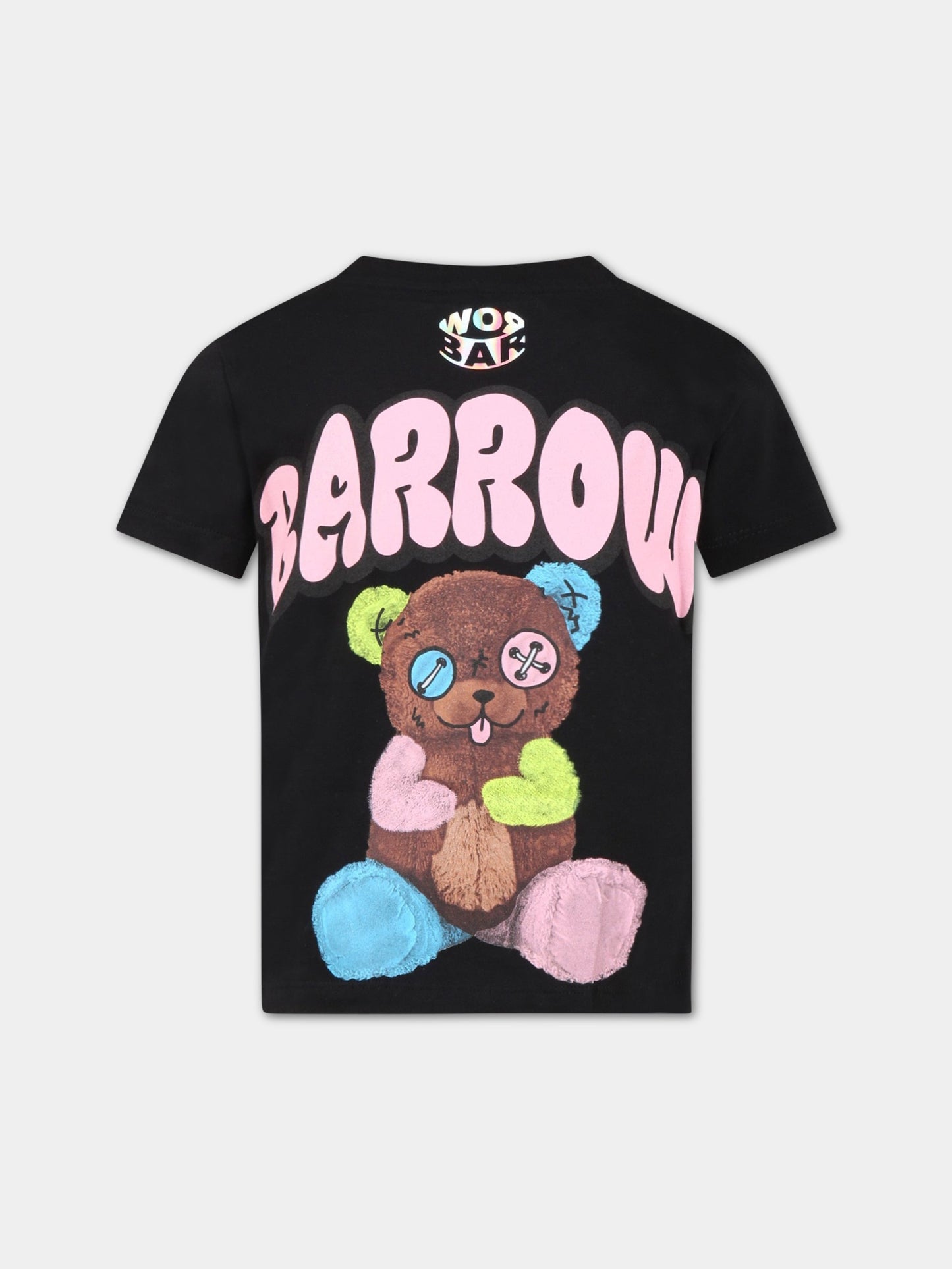 T-shirt nera per bambini con logo e orso,Barrow,033096 110