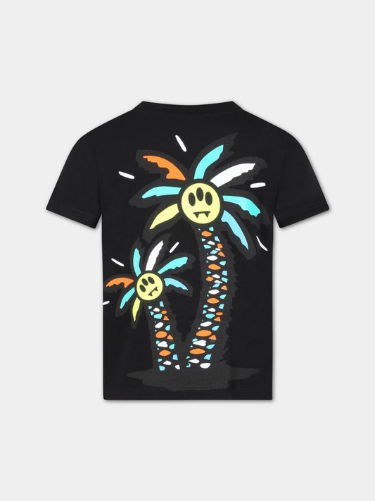 T-shirt nera per bambino con smile e palme,Barrow,033097 110
