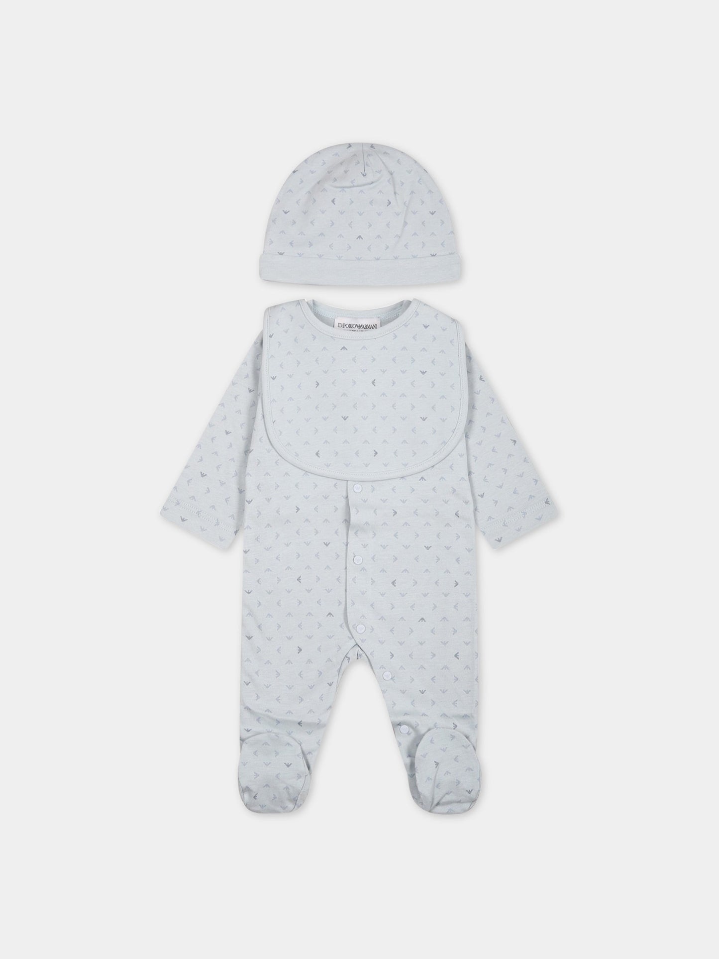 Set per neonato celeste con logo,Armani Junior,8NNV47 NJ05Z F705