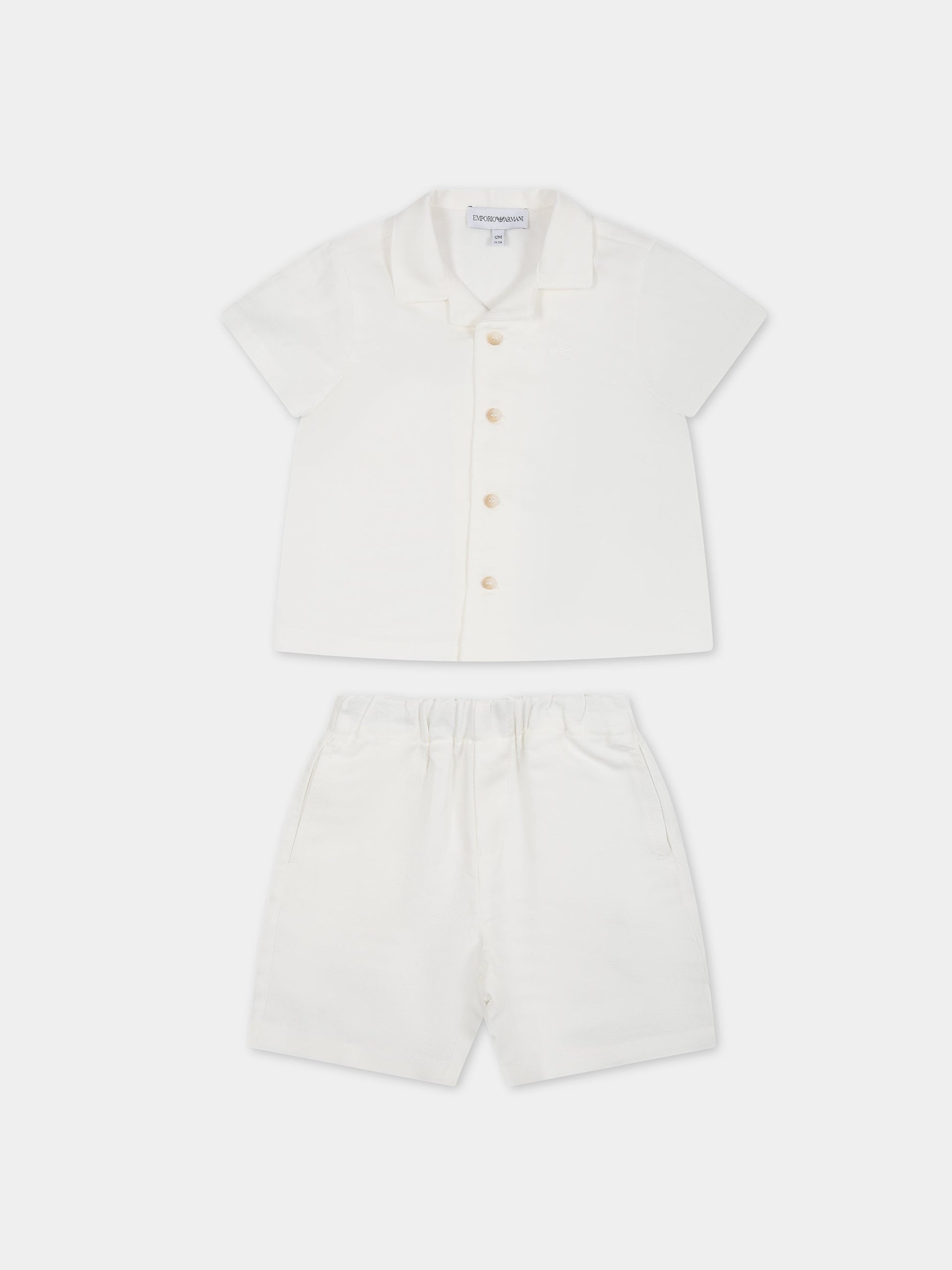 Completo bianco per neonato con iconico aquilotto,Armani Junior,3RHVJ5 4N7RZ 0101