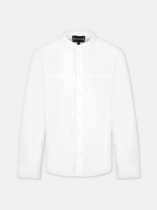 Camicia bianca per bambino con iconico aquilotto,Armani Junior,3R4CJD 1NVZZ 0100