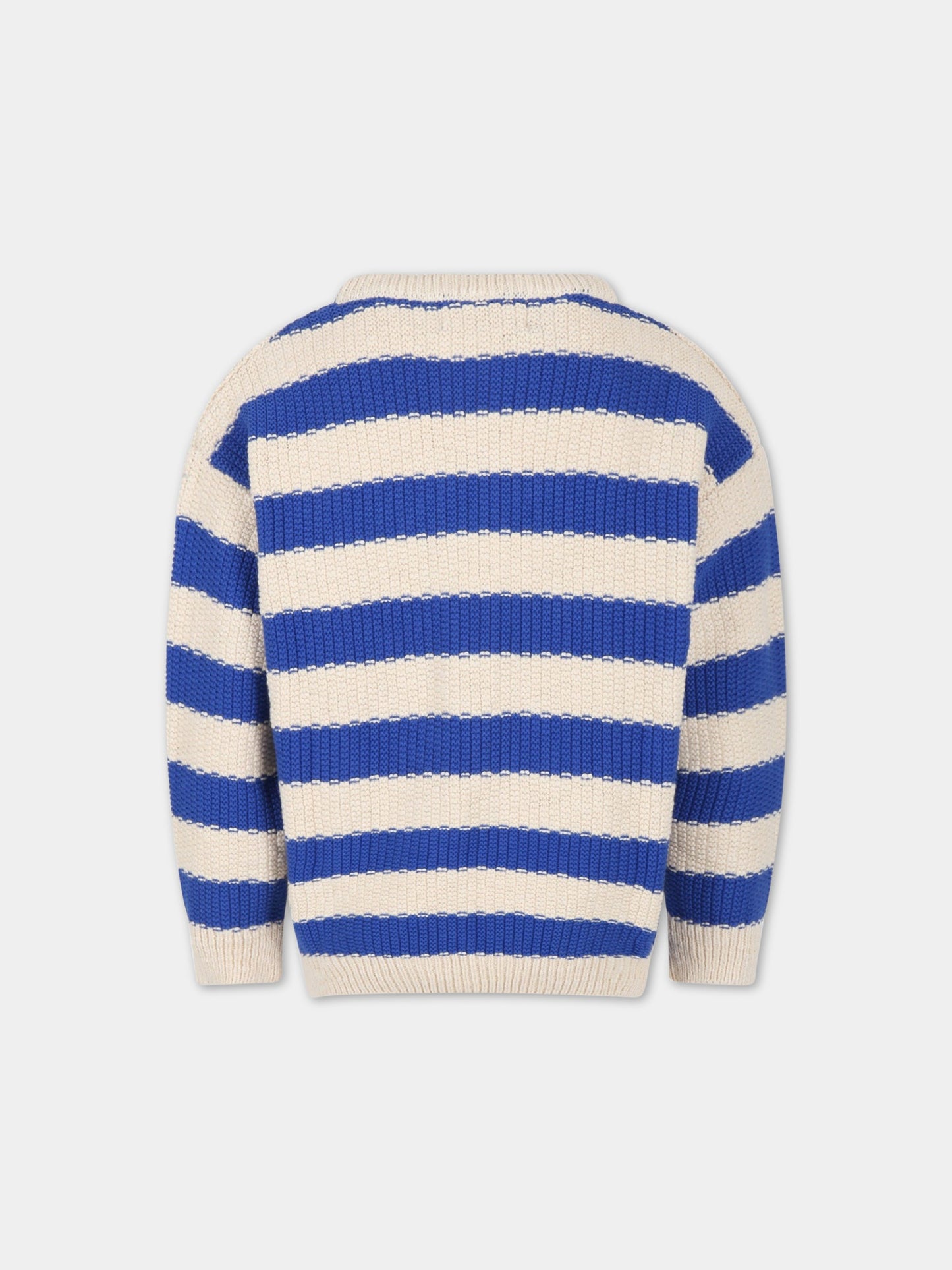 Maglione blu e avorio per bambino con patch iconico logo,Bobo Choses,123AC137